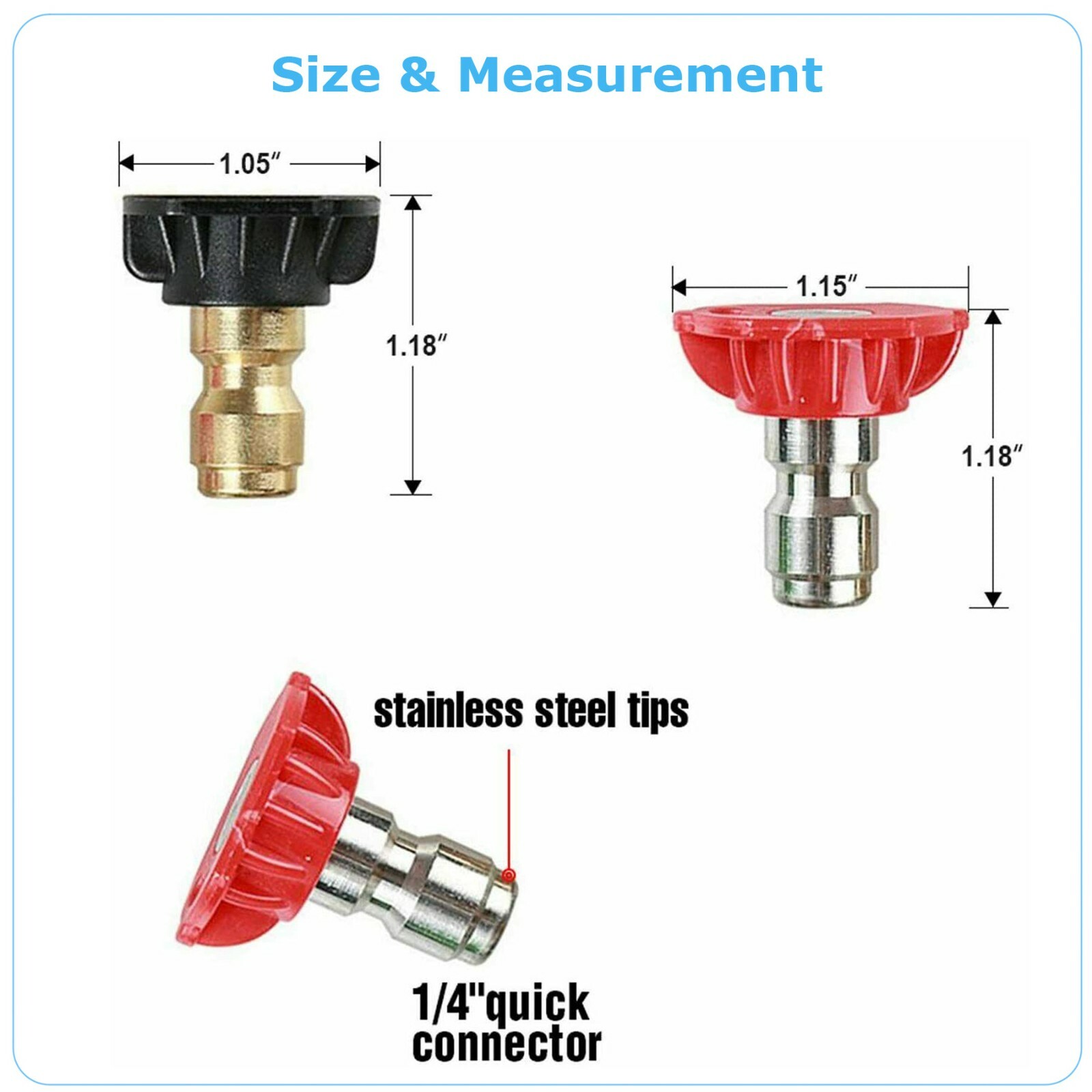 5PCS NOZZLE TIP FOR 3000 PSI High Pressure Washer Gun Car Wash Foam Spray Wand