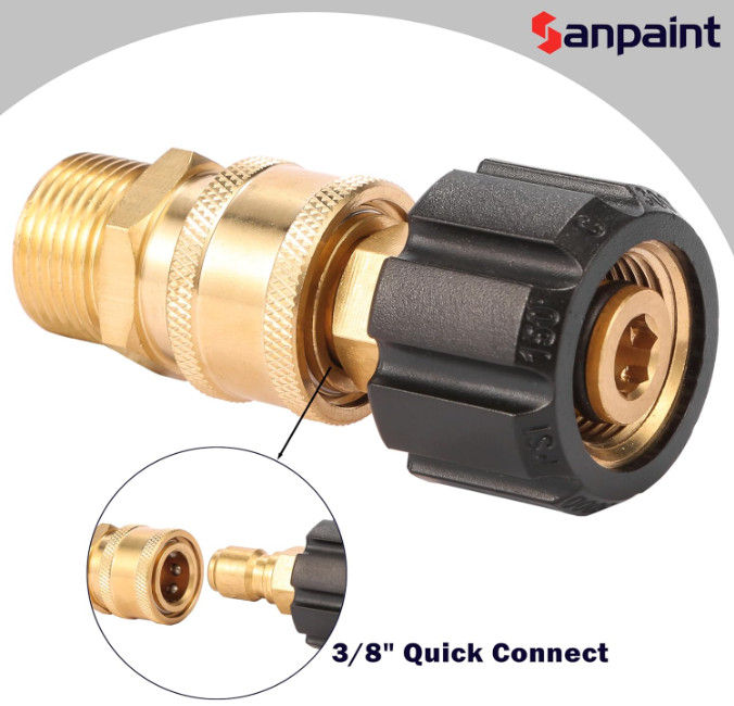 Pressure Washer Quick Connect Fittings, Quick Connect Kit M22 14mm to 3/8 Inch,
