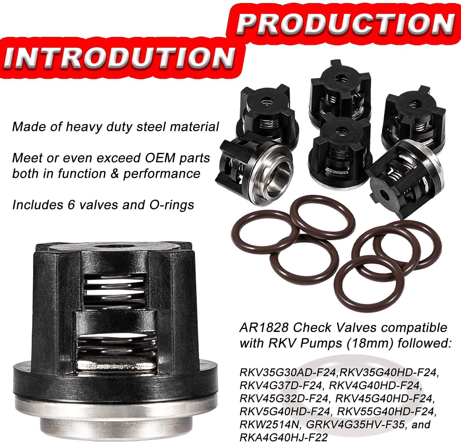 AR1828 Pump Check Valves Kit + AR1857 Pressure Washer Packing Kit for 18mm AR RK