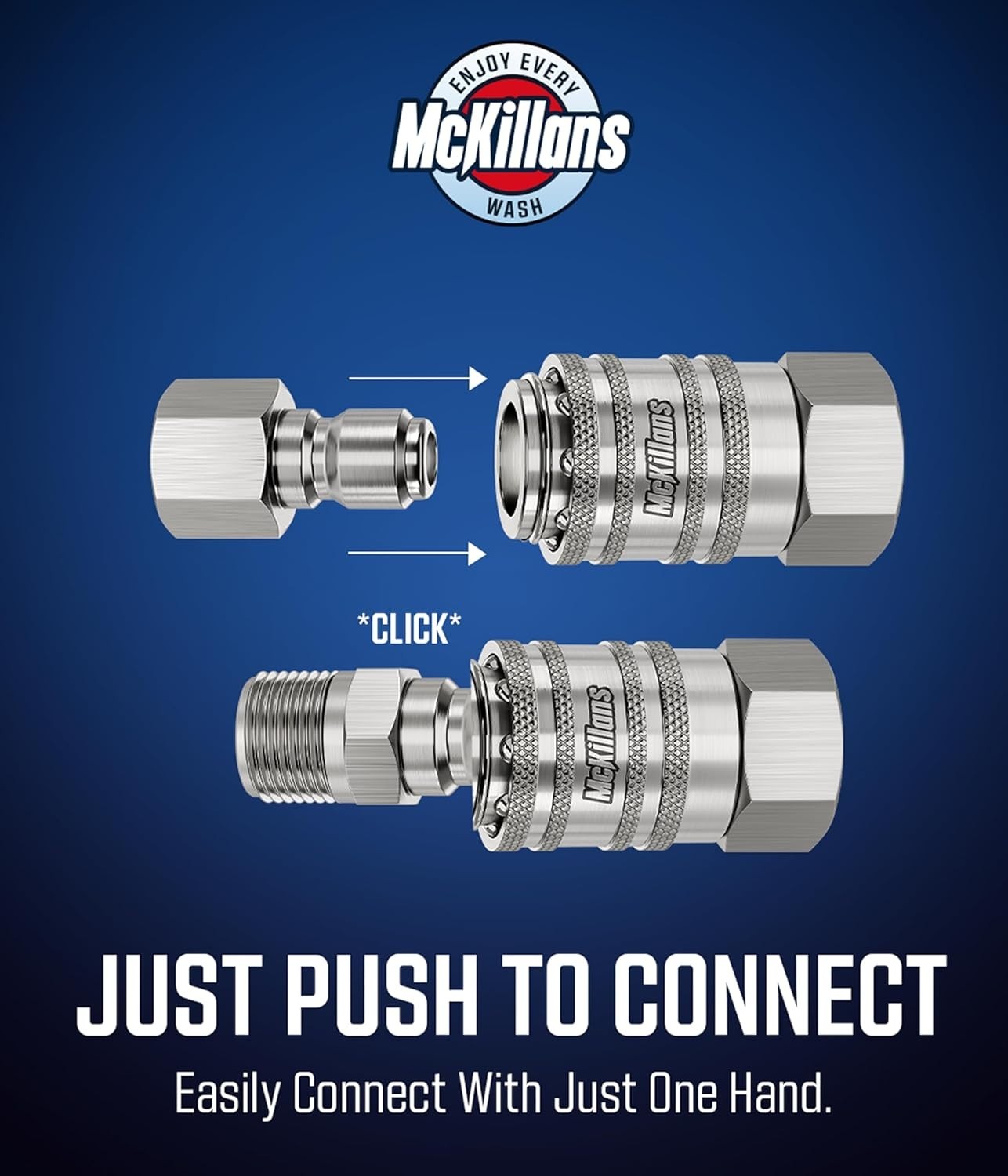 McKillans� 3/8″ NPT Automatic Pressure Washer Quick Connect Kit of 4 – Stainl
