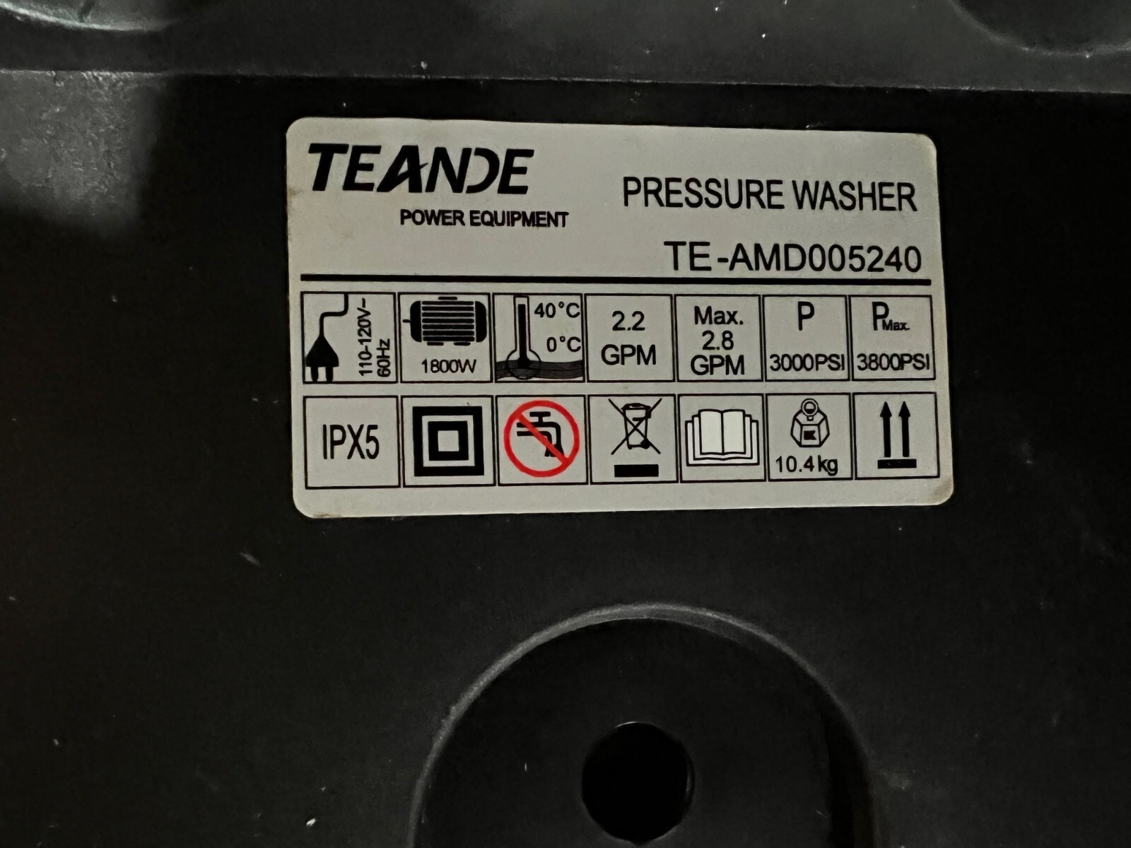 Power Cord for TEANDE AMD005240 Universal Water Pressure Washer
