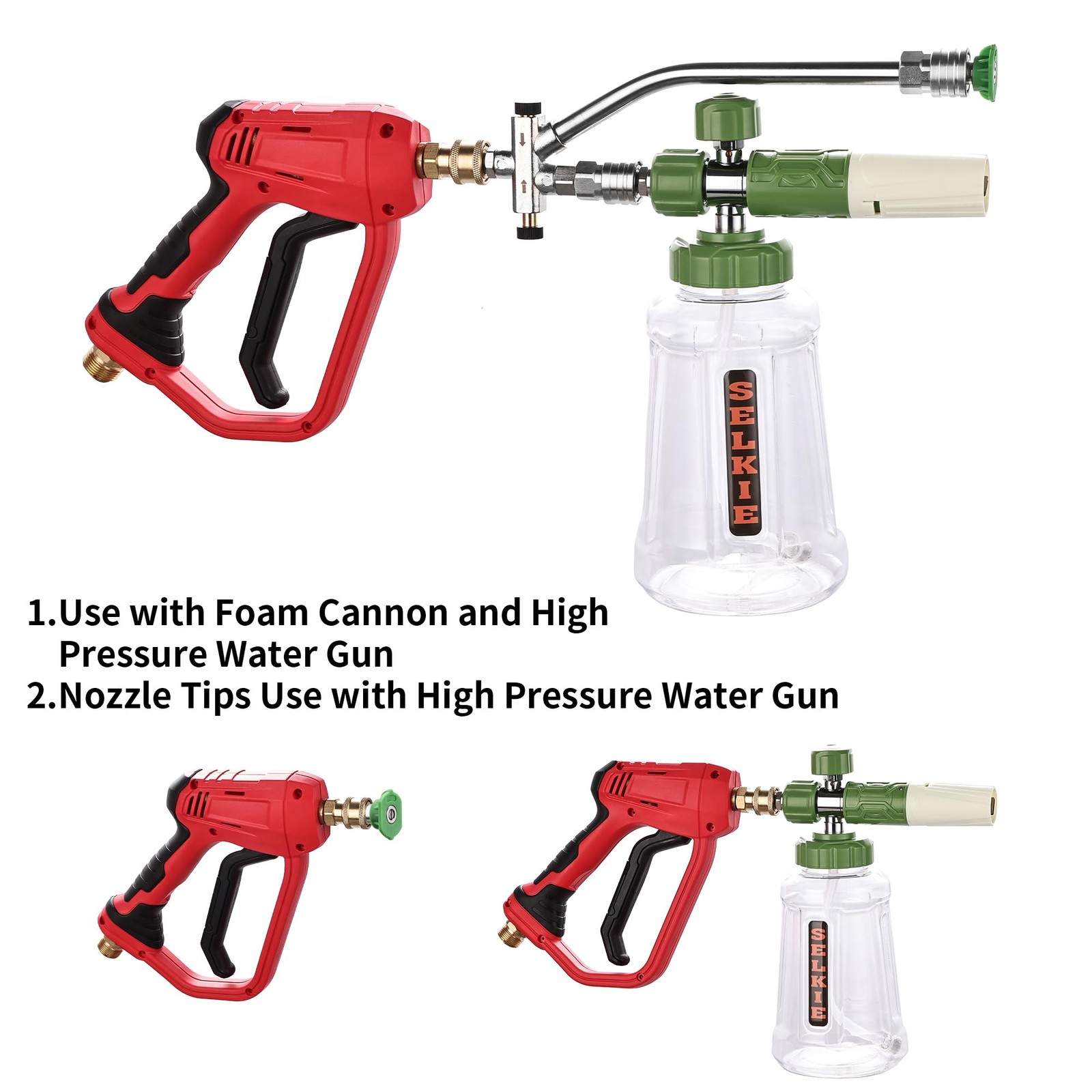 Foam Cannon with Double Tip Attachment,Adjustable Pressure Washer Foam Blaste…
