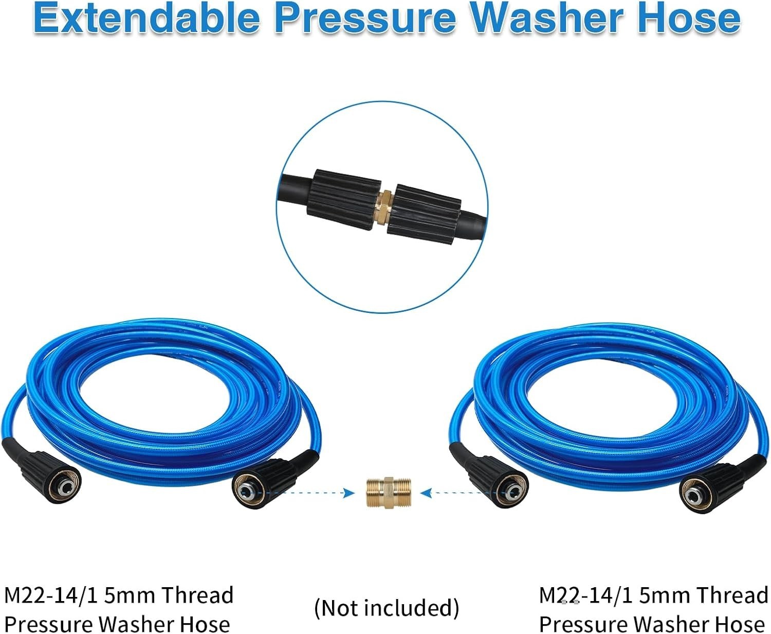 Durable 25 FT Kink Resistant Pressure Washing Hose – 3000 PSI, M22 Compatible