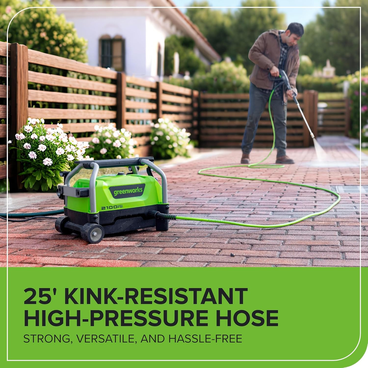 2100 PSI Compact Electric Pressure Washer for Cars, Patios & Pools