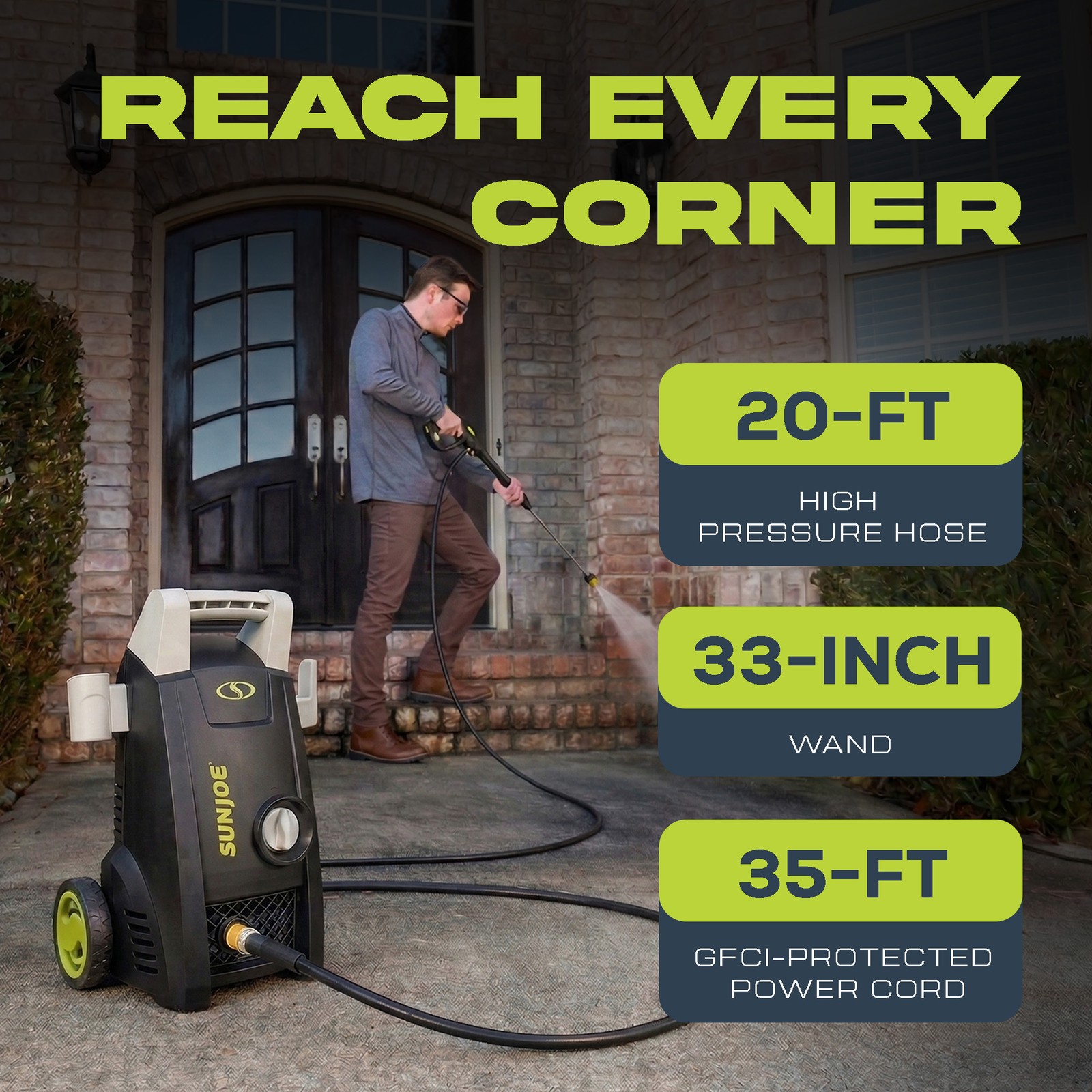 Sun Joe Electric Pressure Washer with Nozzles & Sprayer Heads, SPX1000