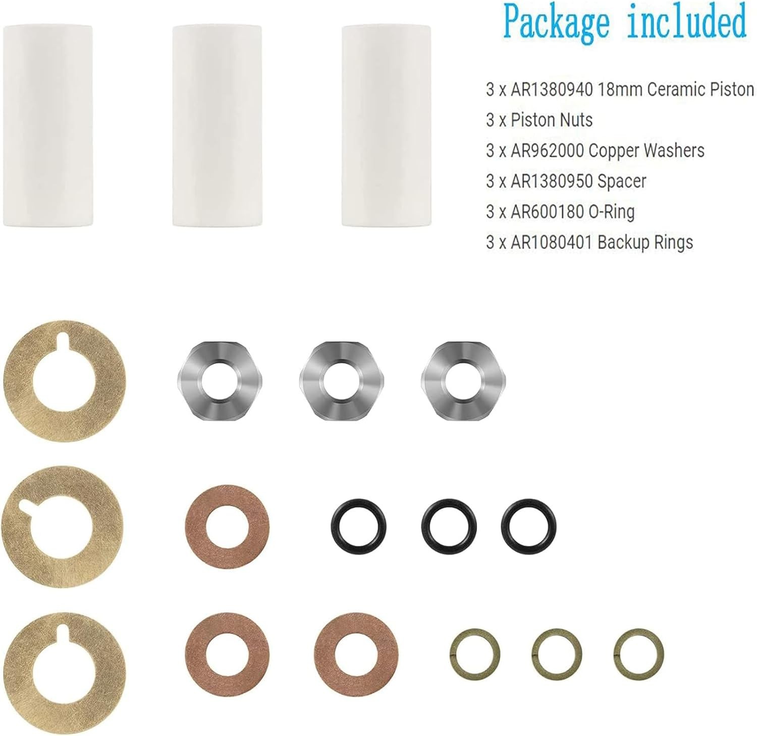 AR2546 18mm Pump Piston Kit For Annovi Reverberi Pressure Washer Pumps RK, RKA