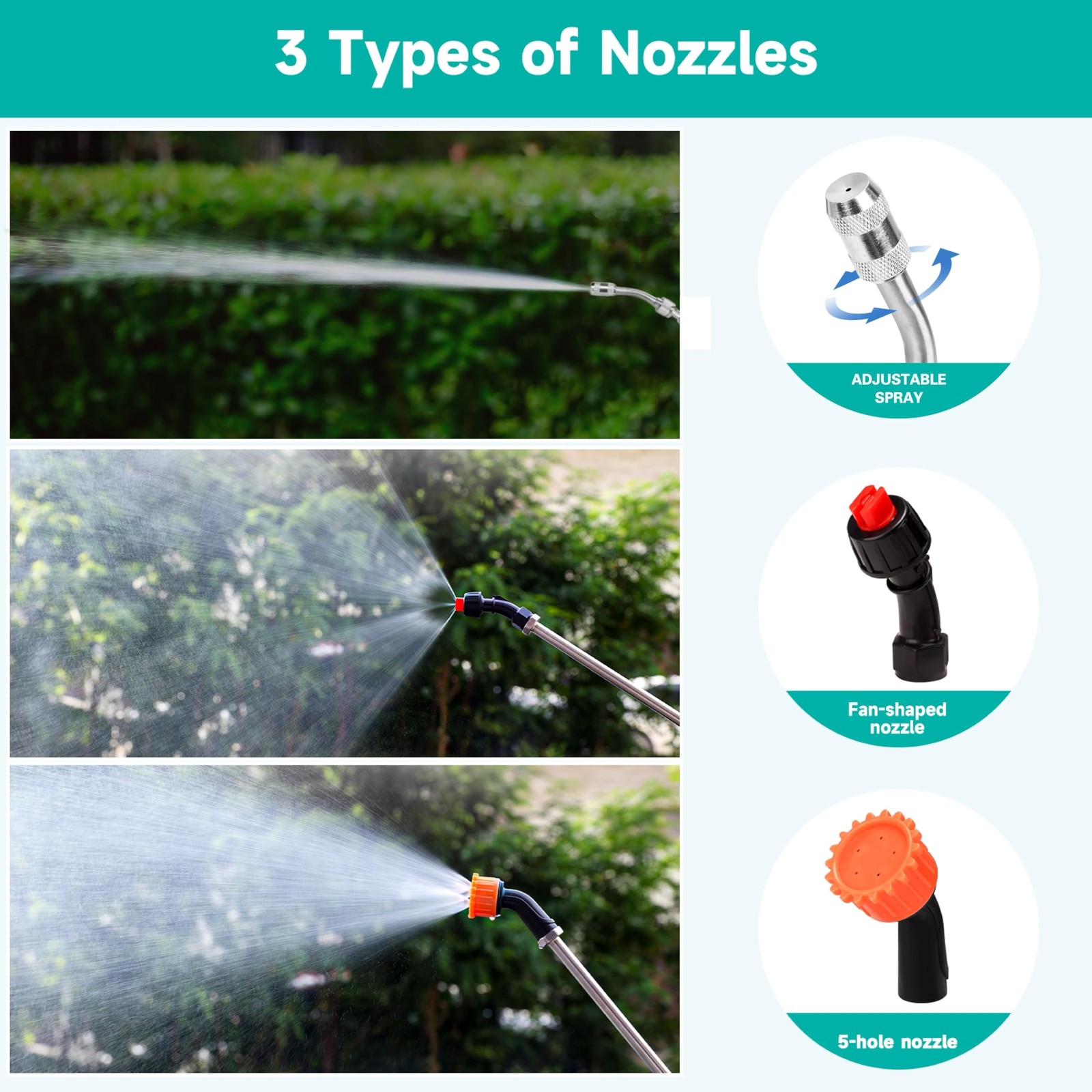 Sprayer Wand with 3 Different Types of Nozzles, 16 x 4 x 1 inches, Orange