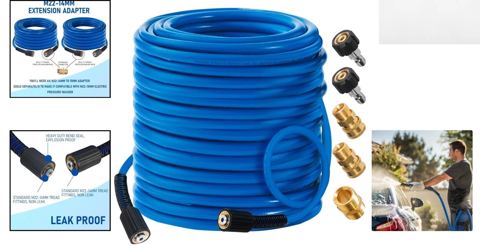100 FT Pressure Washer Hose, 3600 PSI – Quick Connect & Leak-Free Design