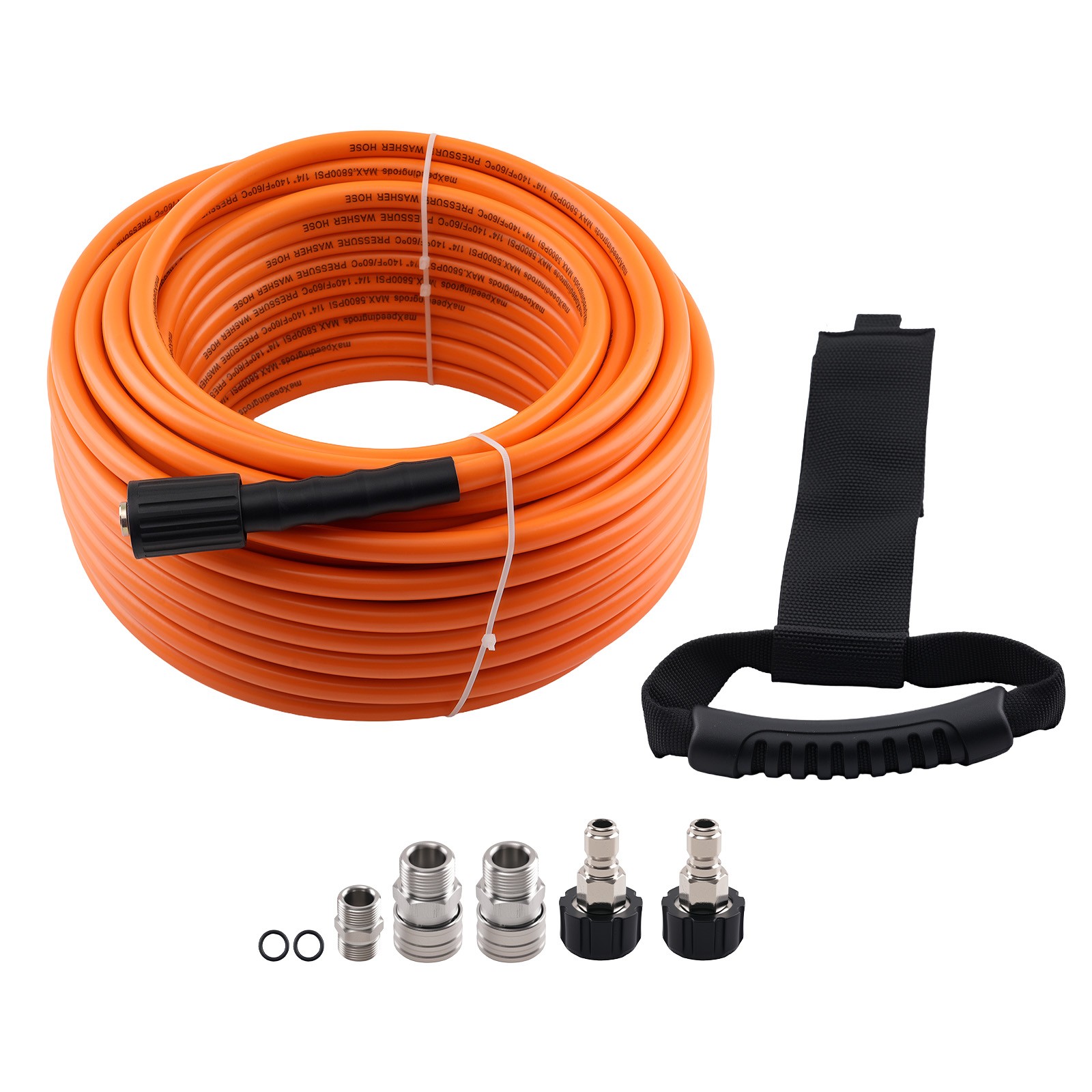 100FT Pressure Washer Hose 1/4″ 5800PSI Power Washer w/ M22-14mm to 3/8″ Adapter