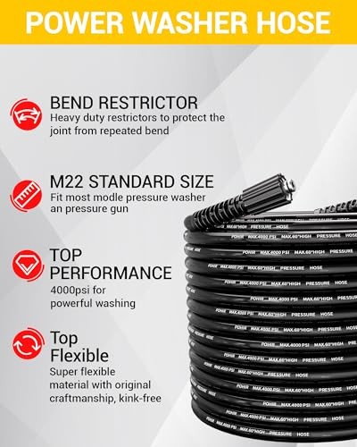 100ft Pressue Washer Hose 4000 PSI, High 100FT included accessories Black