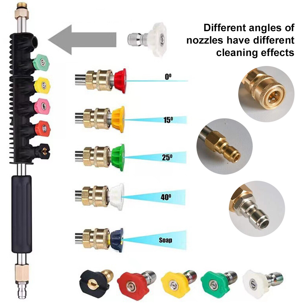 4000PSI Pressure Washer Telescopic Extension Lance Wand with Spray Nozzle Set