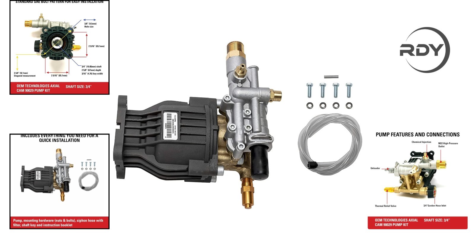 Durable 2.5 GPM Pressure Washer Pump Kit with Thermal Relief Function