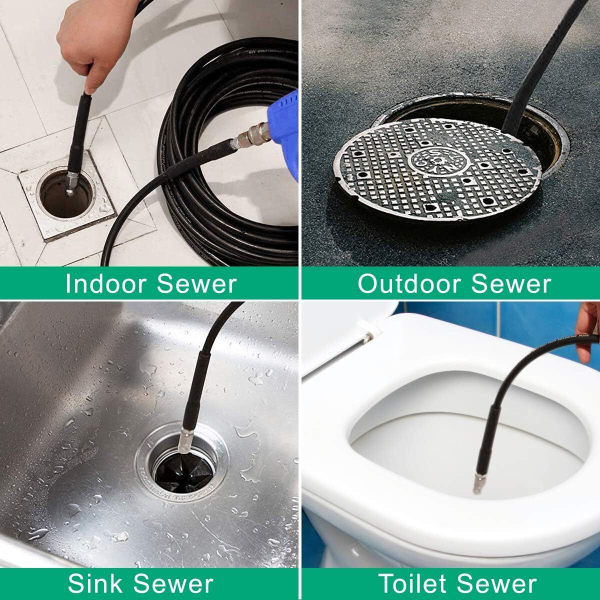 Pressure Washer Sewer Jetter Kit – 50Ft X1/4″ Hydro Drain Jetter Cleaner Hose