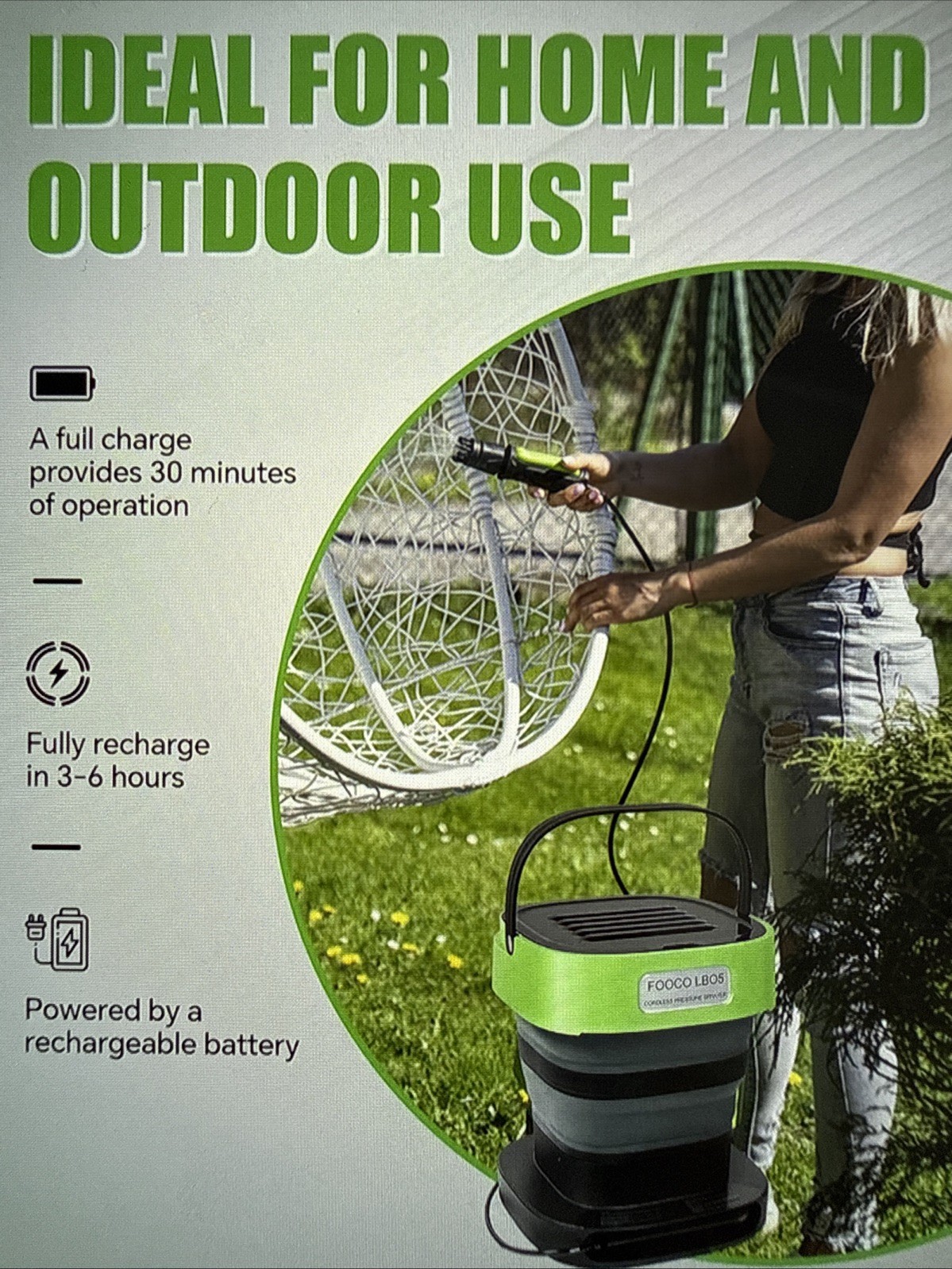 Portable Cordless Electric Sprayer, 3.2 Gal Water Tank, 3 Nozzles, Rechargeable