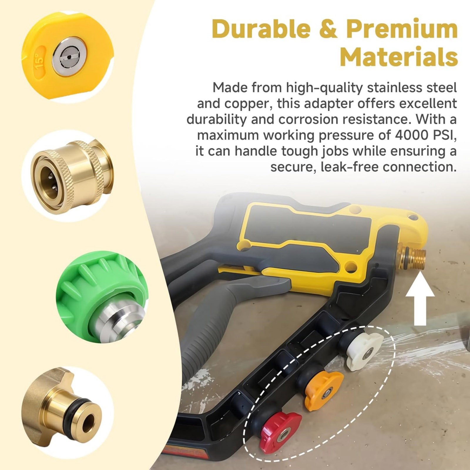 For Ryobi Pressure Washer Quick Connect Adapter Replacement With 5 Color Nozzles