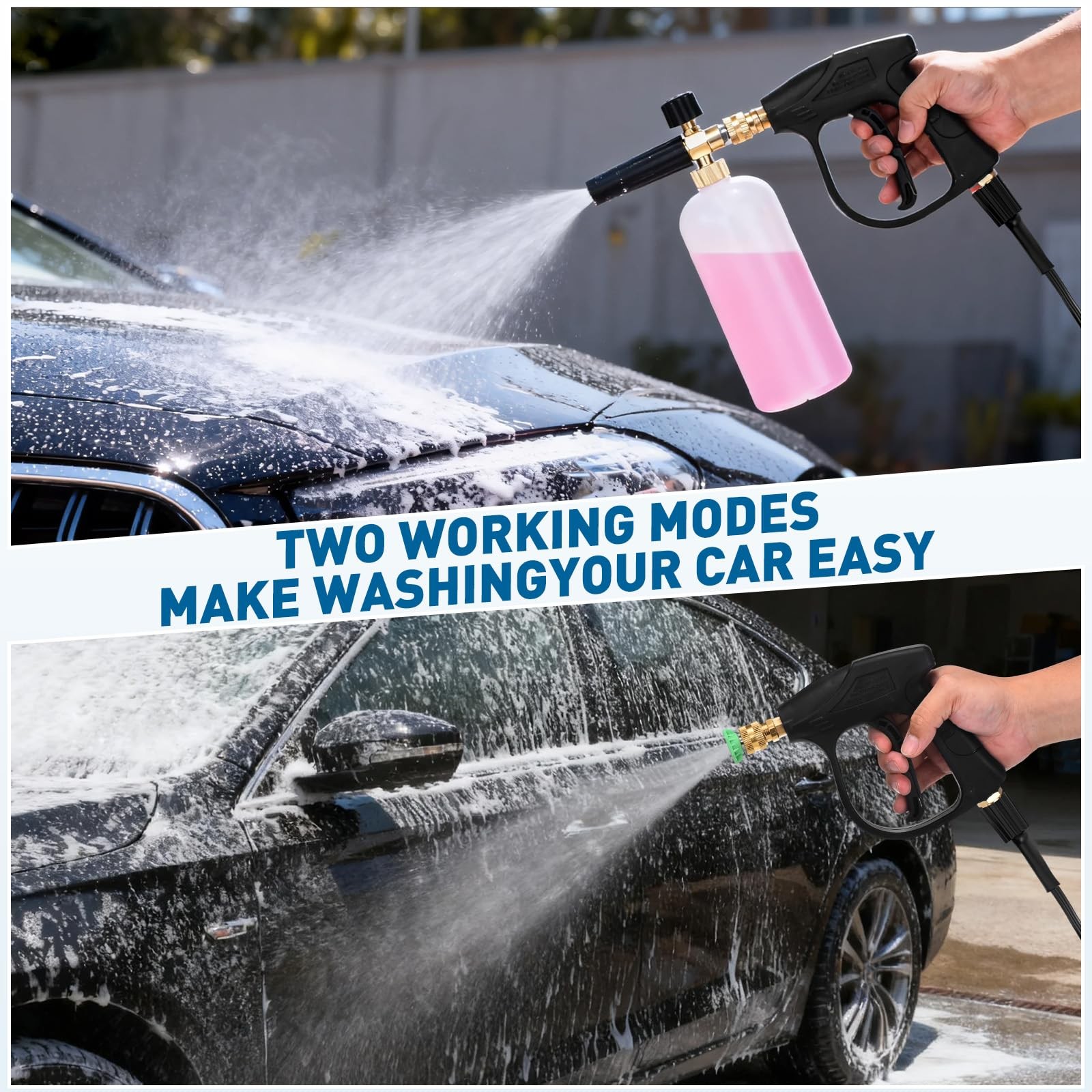 Pressure Washer Short Gun with Foam Cannon, 3/8″ Thread x Quick Socket, M22-1…