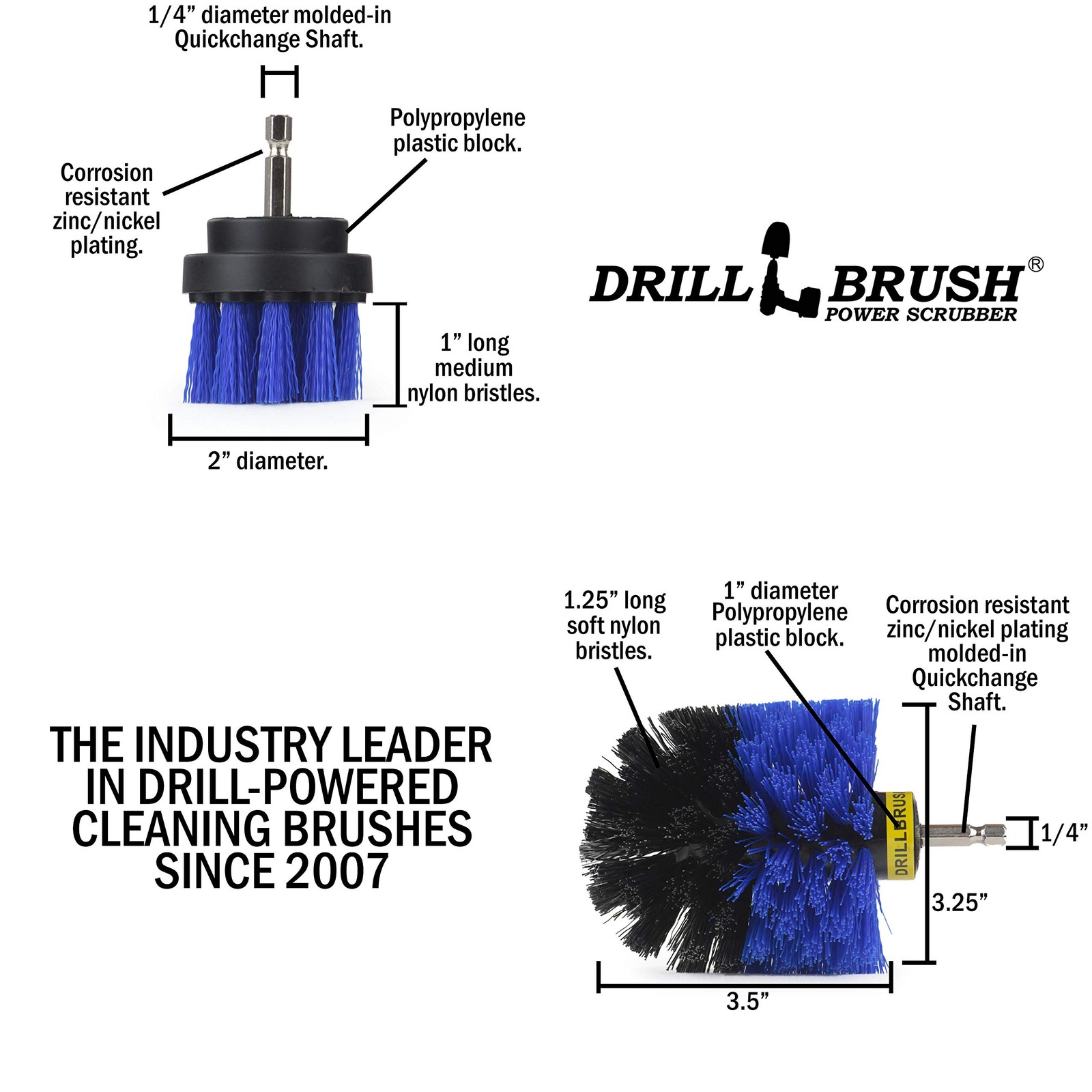 Boat Accessories and Cleaning Supplies – 2in, 3.5in corner brush, Blue