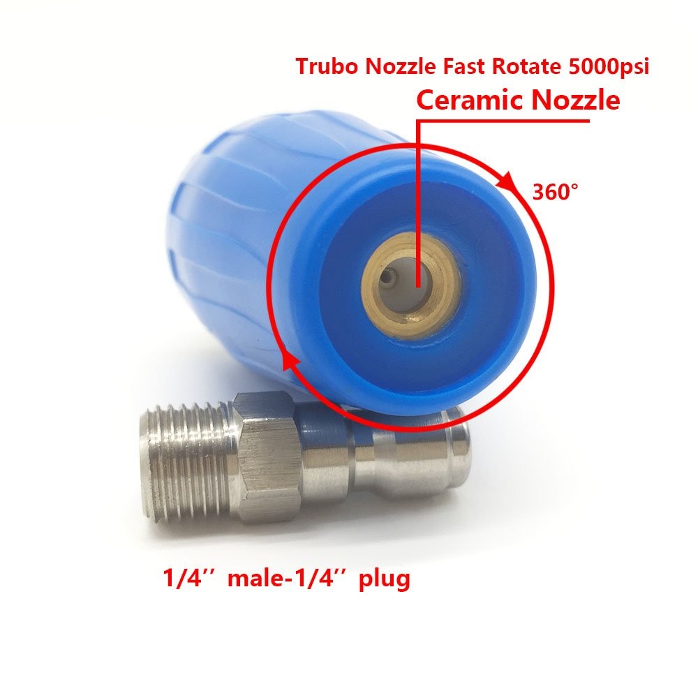 Turbo Nozzle Pressure Washer Accessories 360° Rotating Spray, 5000 Psi, 5.6 G…