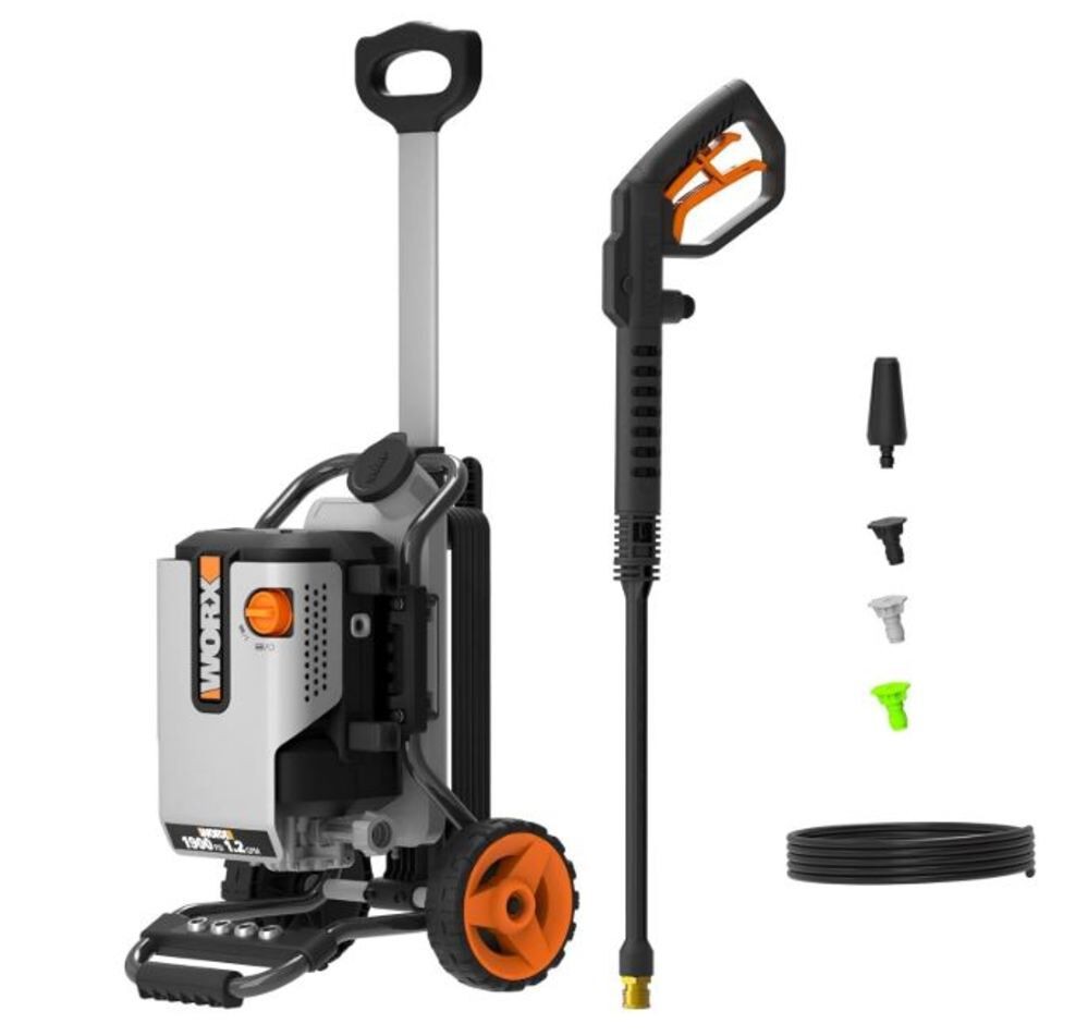Worx 1900 Psi 1.2 Gpm Electric Cold Water Pressure Washer With 4 Spray Nozzles