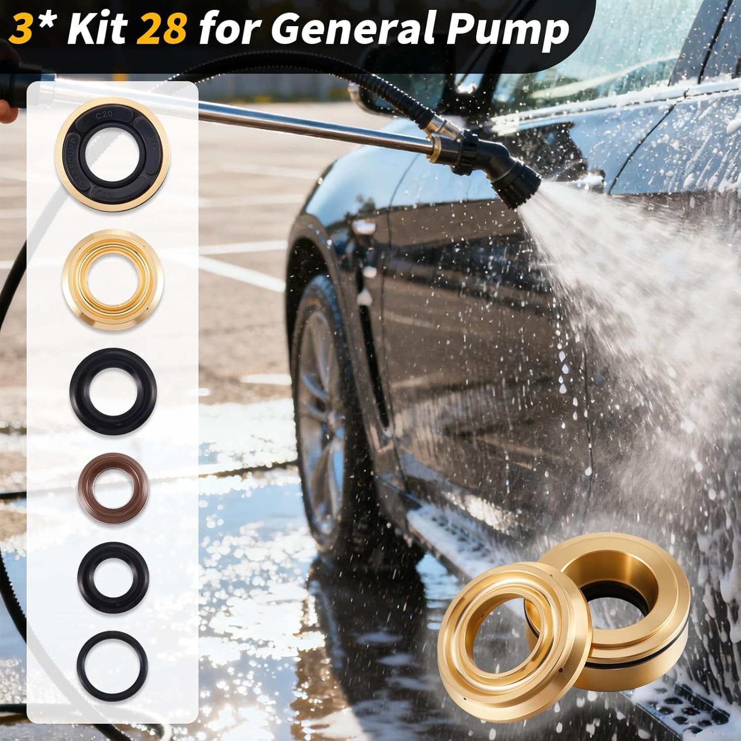 Rebuild 20Mm Kit Pressure Washer Pump Rebuild Kit Compatible with General Pump T