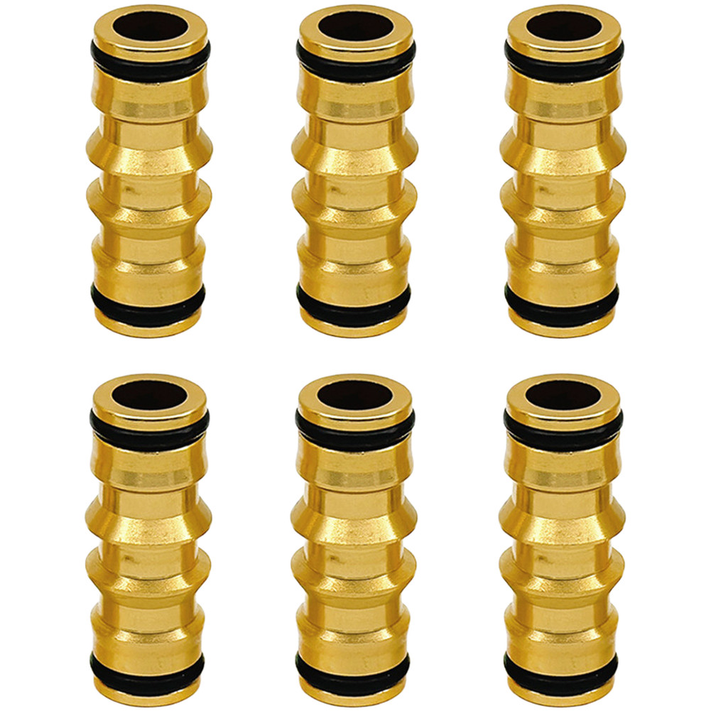 6 PCS Copper Bidirectional Nipple Connector for Garden Hose Quick Connect