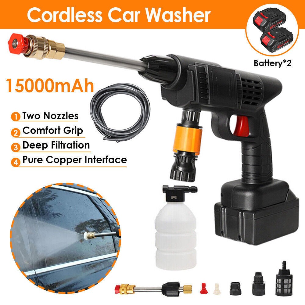 Portable Cordless Electric High Pressure Water Spray Gun Car Washer Cleaner Tool