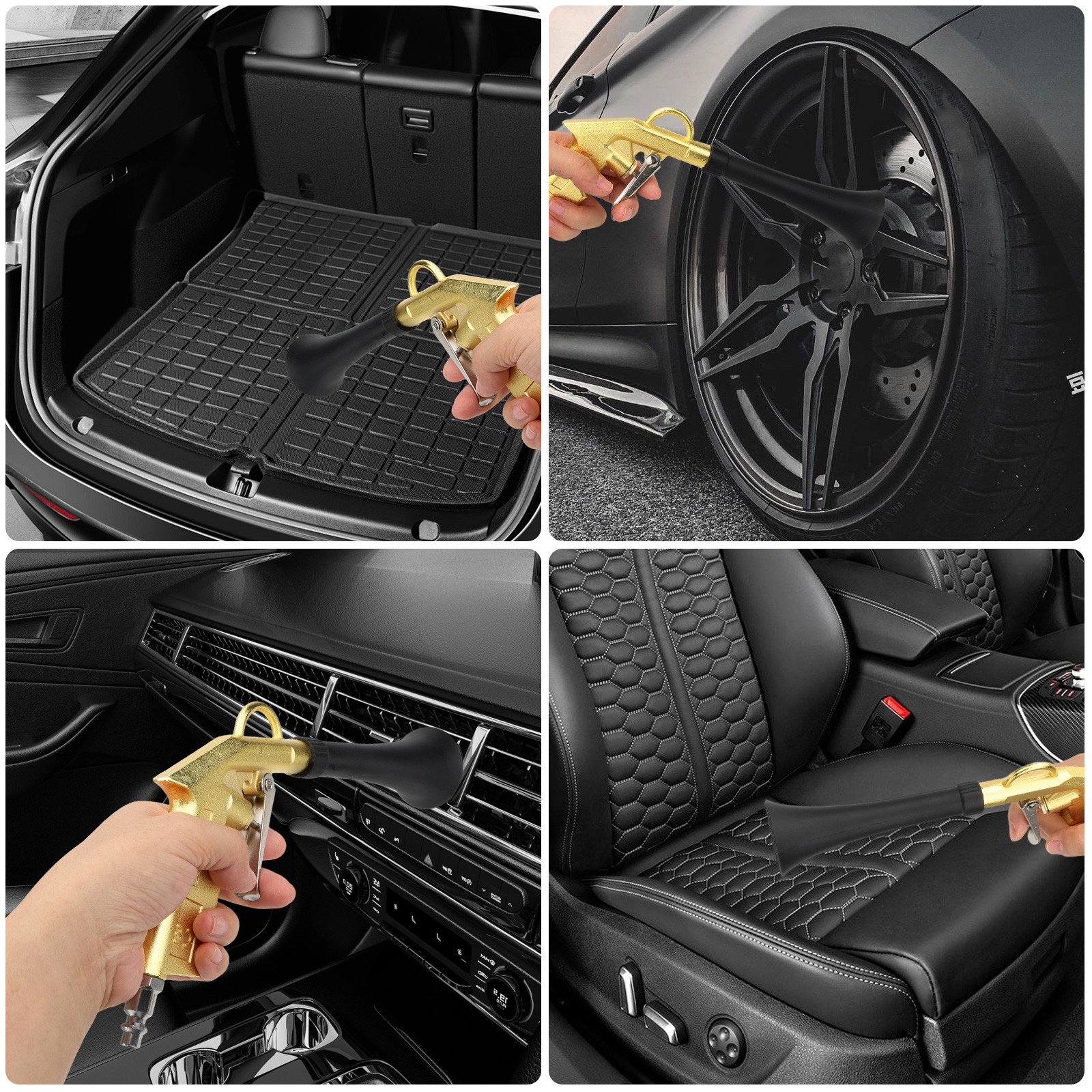 High-Pressure Car Interior Cleaning Gun 360° Rotating Tip 1/4″ Nozzle Vents Gaps