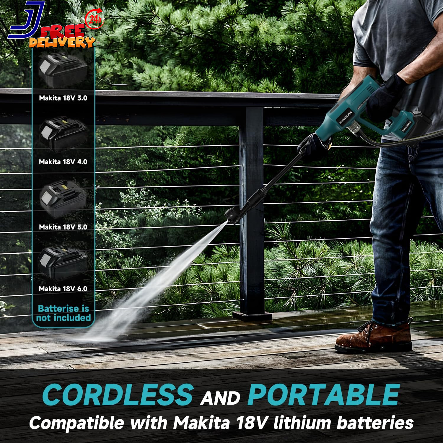 Cordless Pressure Washer for Makita 18V Battery 700 PSI Portable Handheld Power