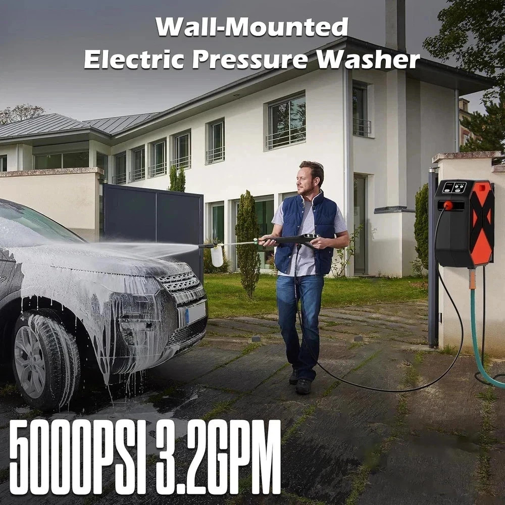 5000PSI GFCI Pressure Washer – 100FT Hose, Foam Cannon & 5 Nozzles