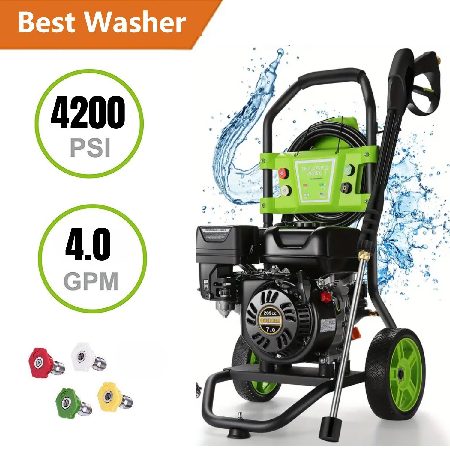4200PSI Pressure Washer 4.0GPM Gas Power Washer 209CC Washing Machine Yard💎