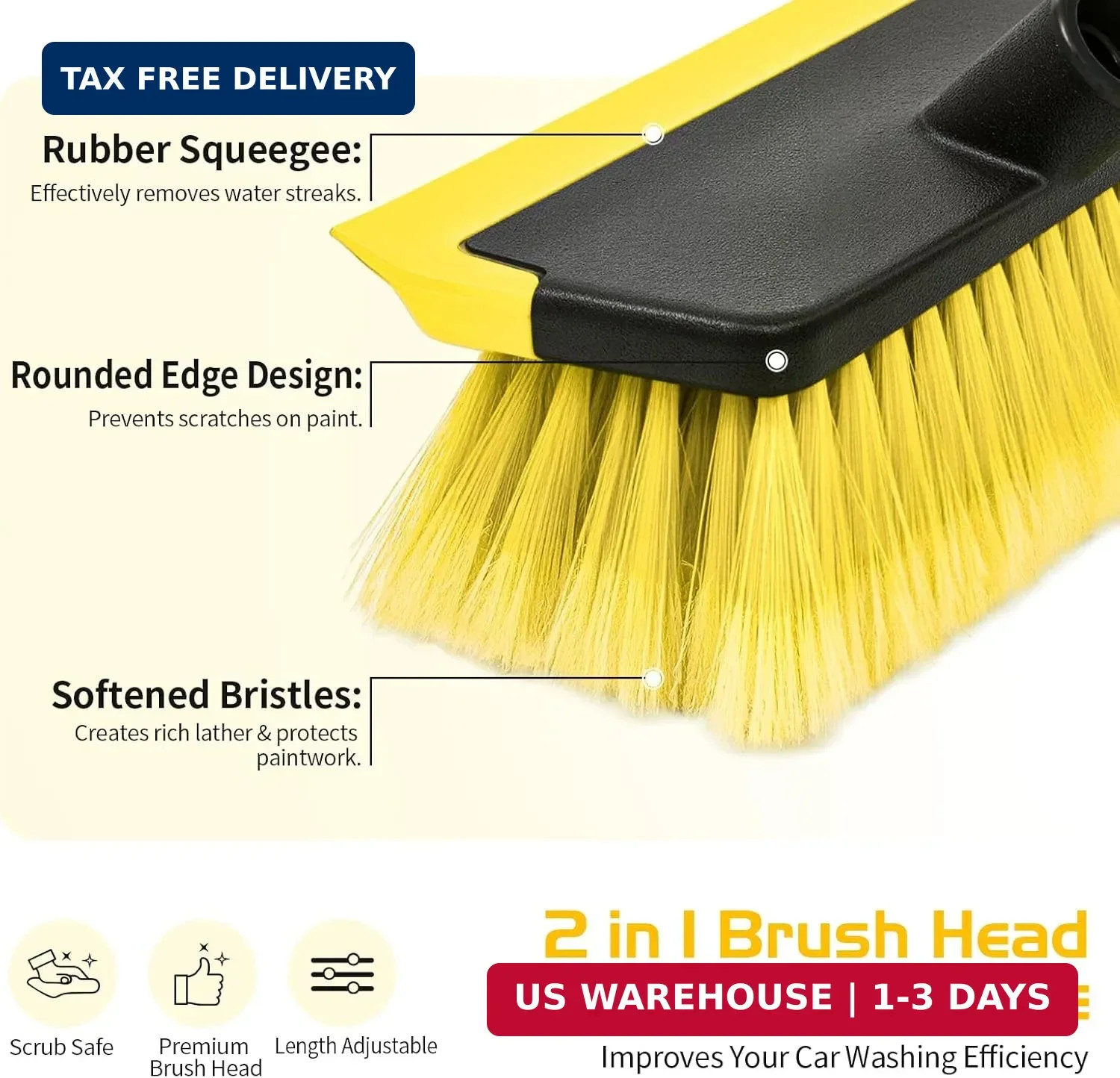 Ordenado 56″ Car Wash Brush with Long Handle – Car Cleaning Brush with Soft Bris