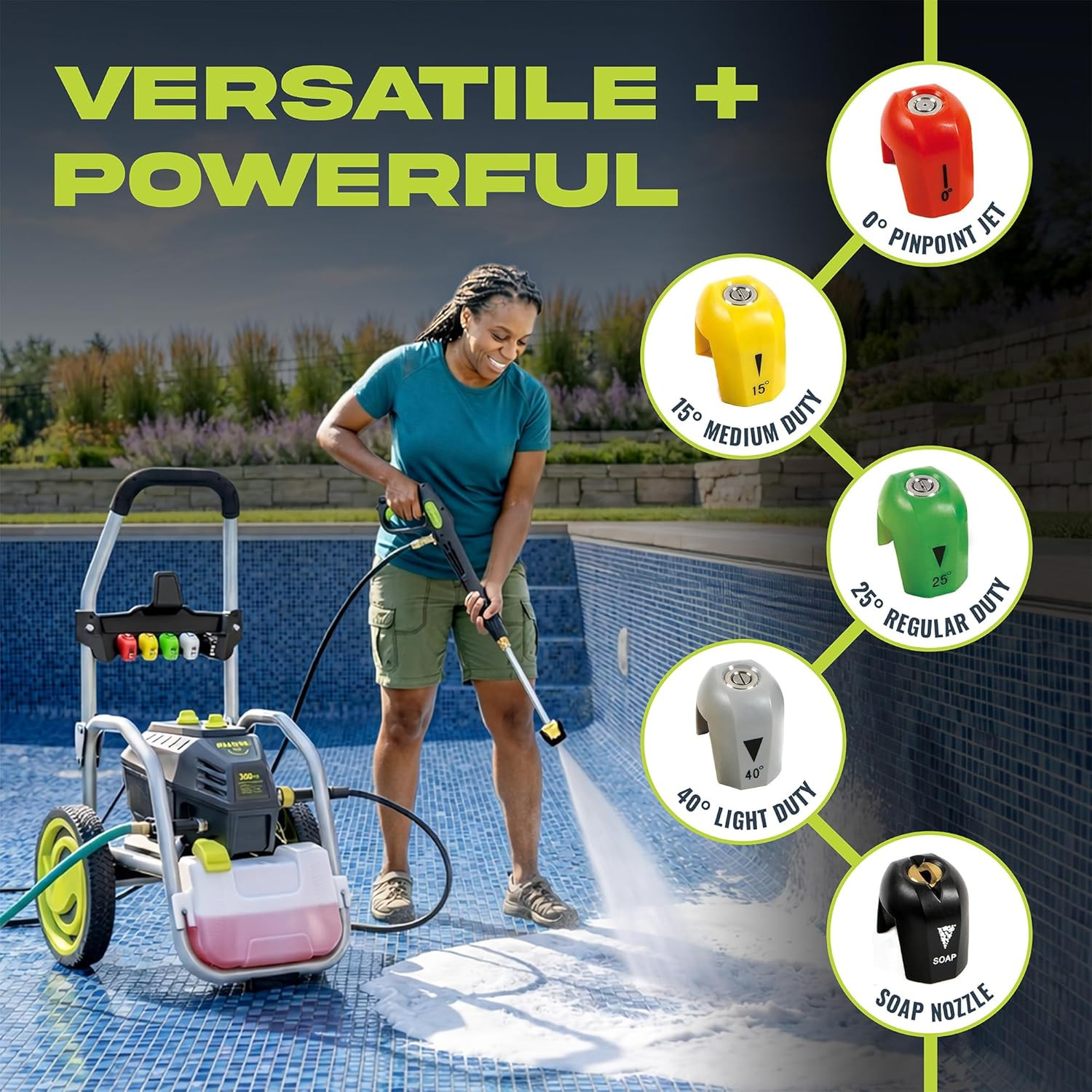 Electric Pressure Washer W/ 5 Quick-Connect Tips & Detergent Tank, 2500 PSI (PWM