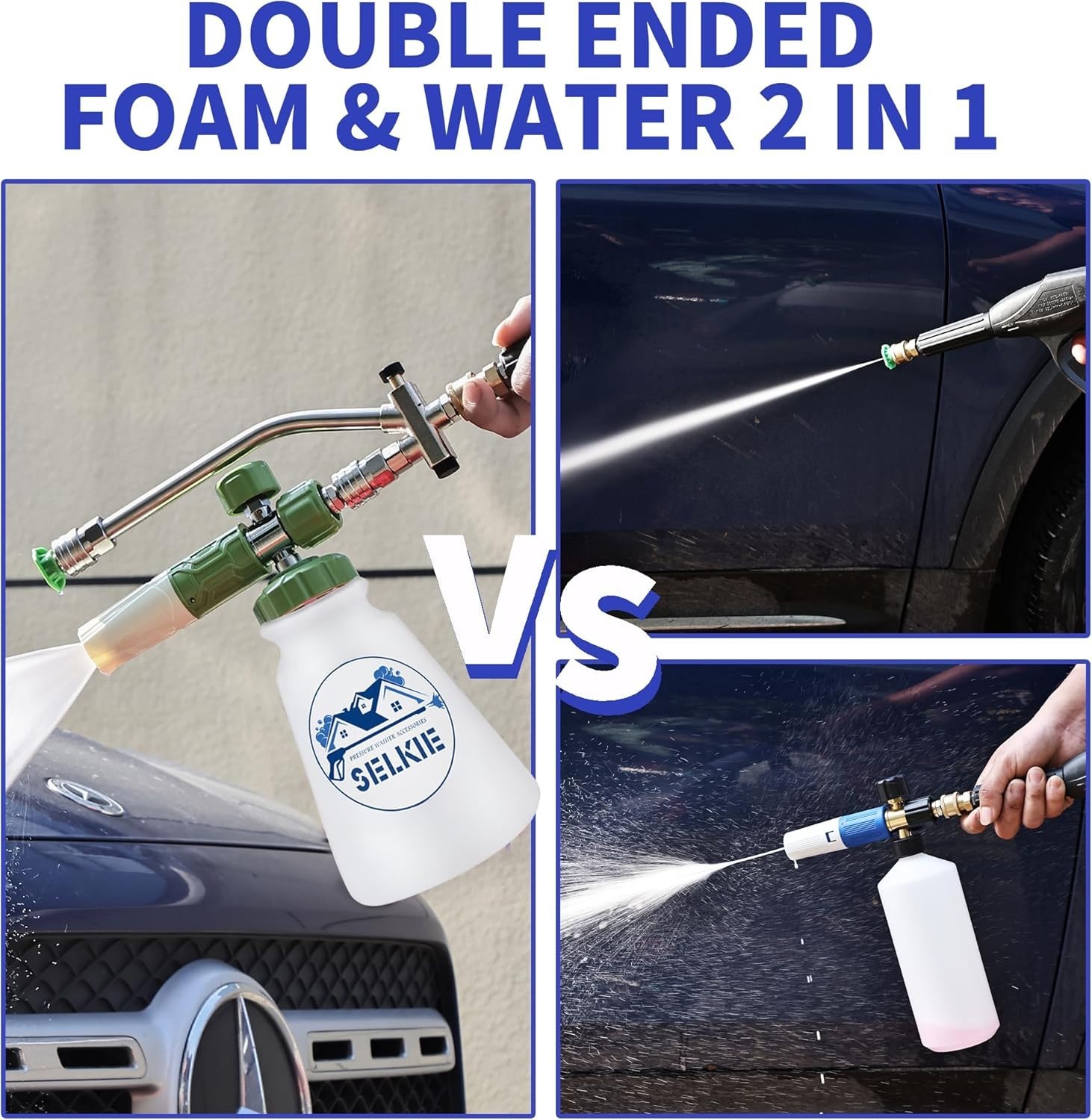 Foam Cannon with Dual Tip Attachment, Adjustable Pressure Washer Foam Blaster