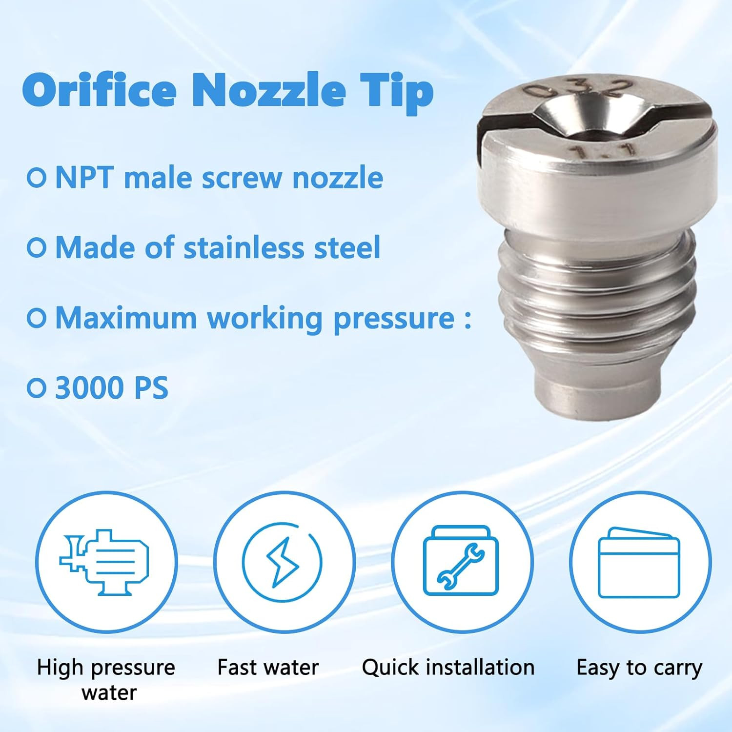 1.1 Orifice Foam Cannon Snow Maker Nozzle Foam Cannon Orifice Orifice for Foam C