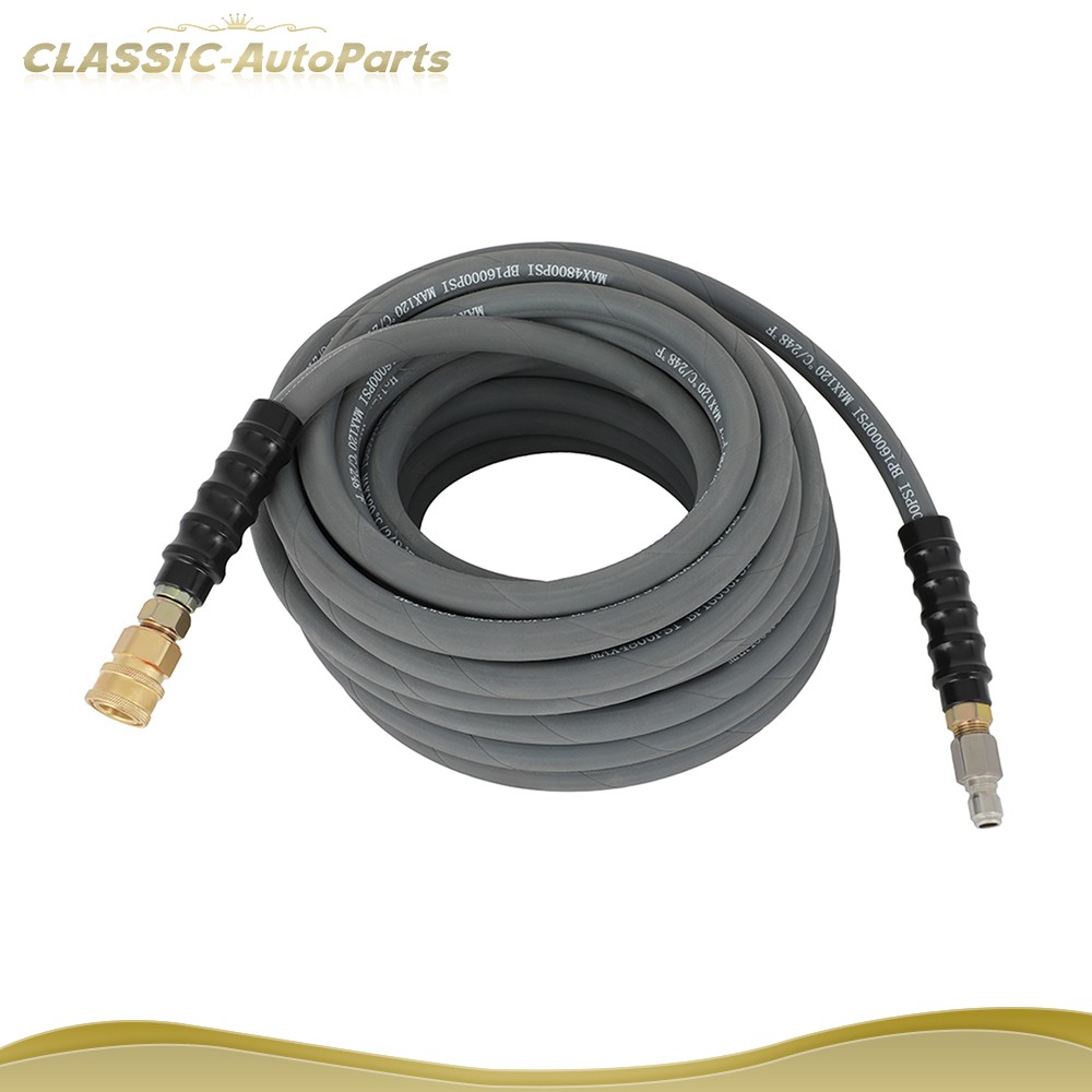 50′ Pressure Washer Hose Non-Marking – 4000 PSI 50 ft Length Gray With Couplers