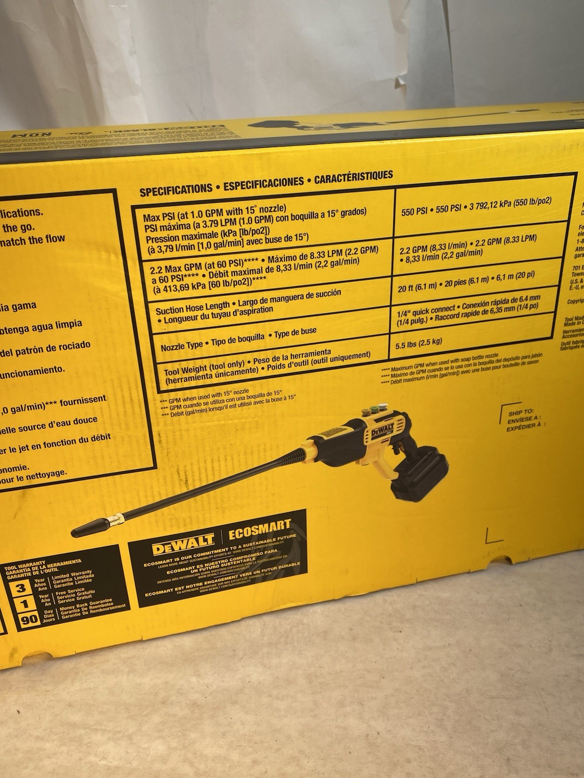 DEWALT DCPW550B 20V 550 PSI Power Cleaner Pressure Washer