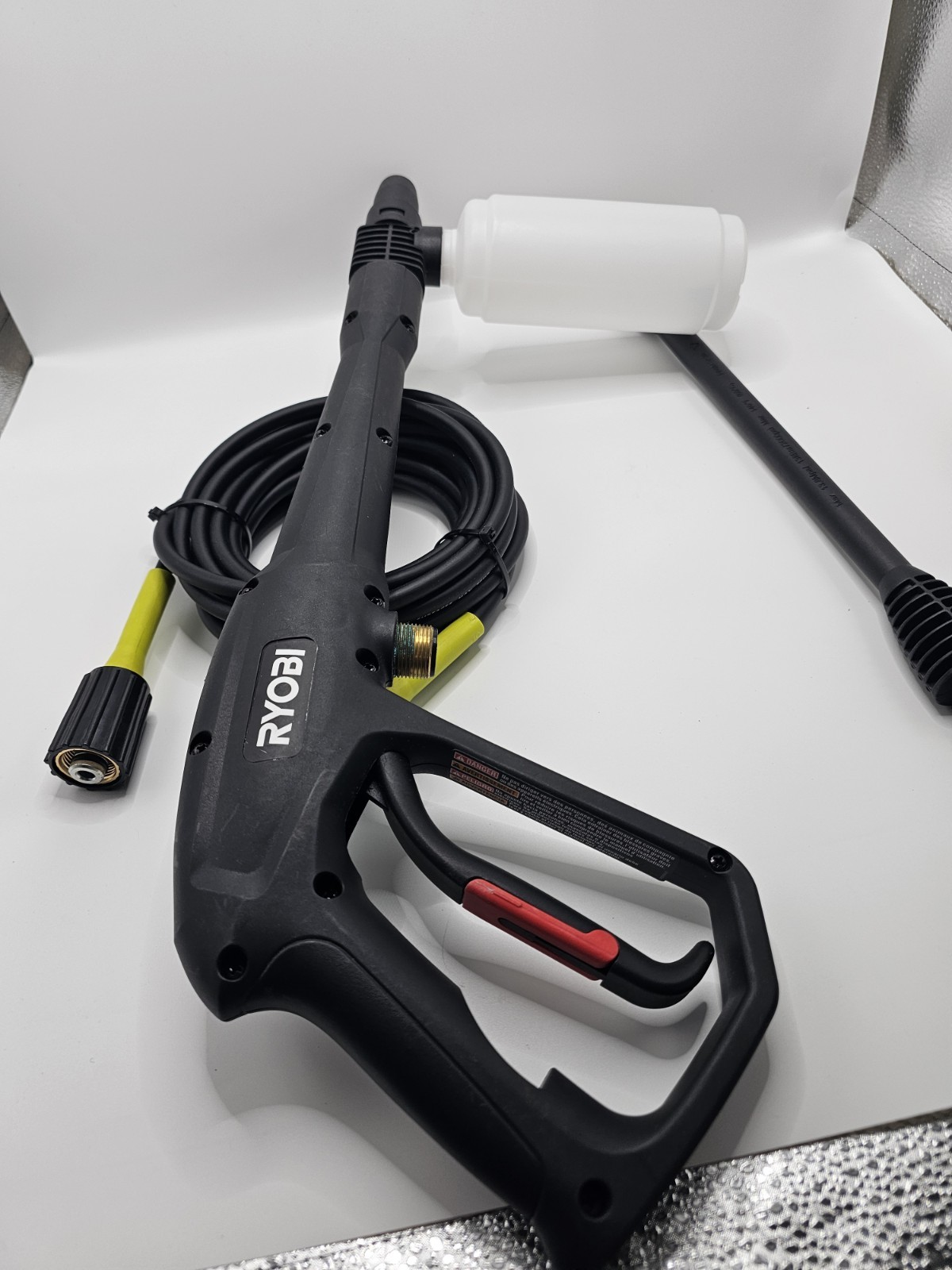 Ryobi 2000 Psi Power Wash Gun Kit + Hose and Foong Foamer Nozzle.
