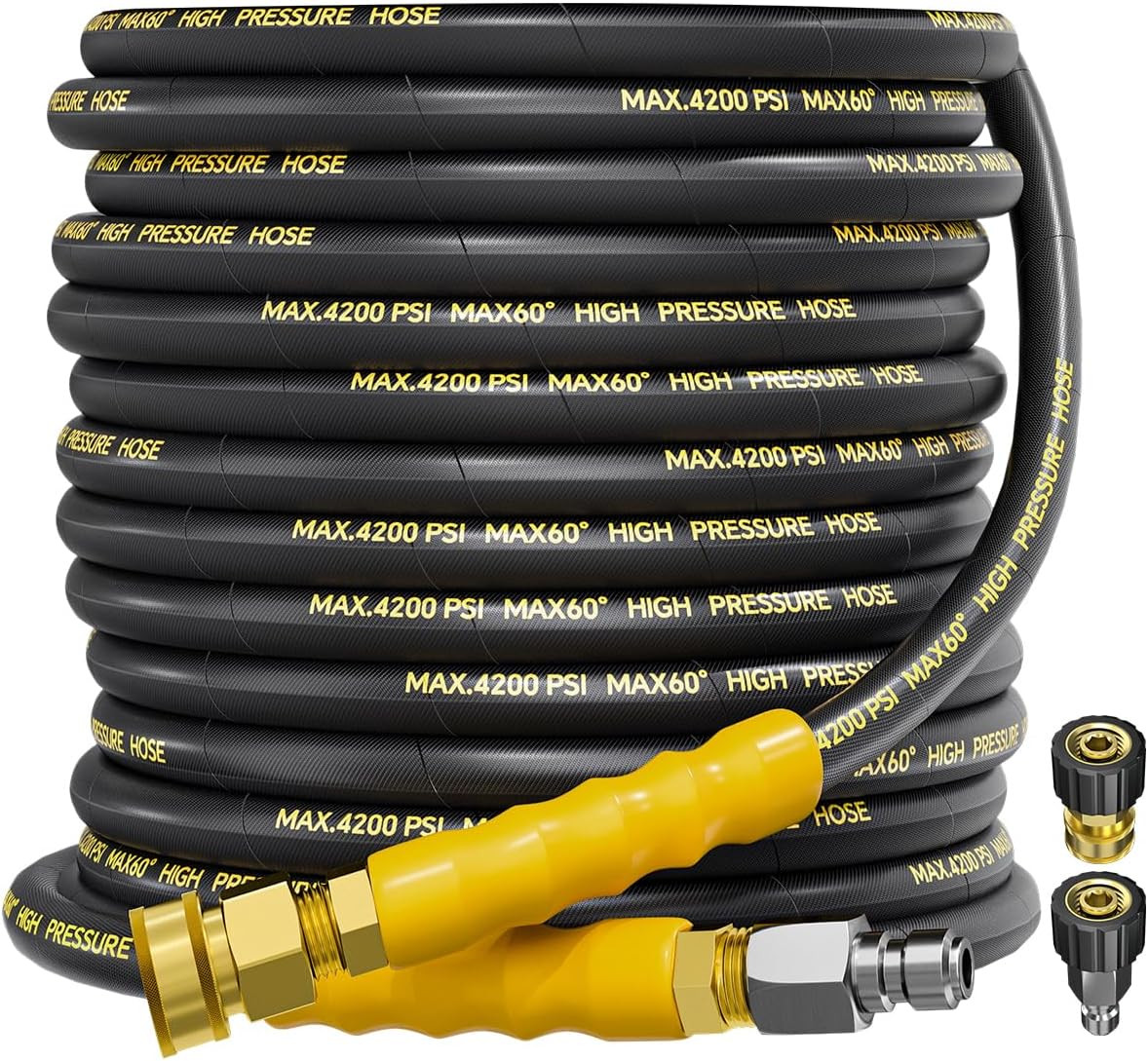 4200PSI Pressure Washer Hose 50FT with 3/8″ Swivel Quick Connect for Cold/Hot Wa