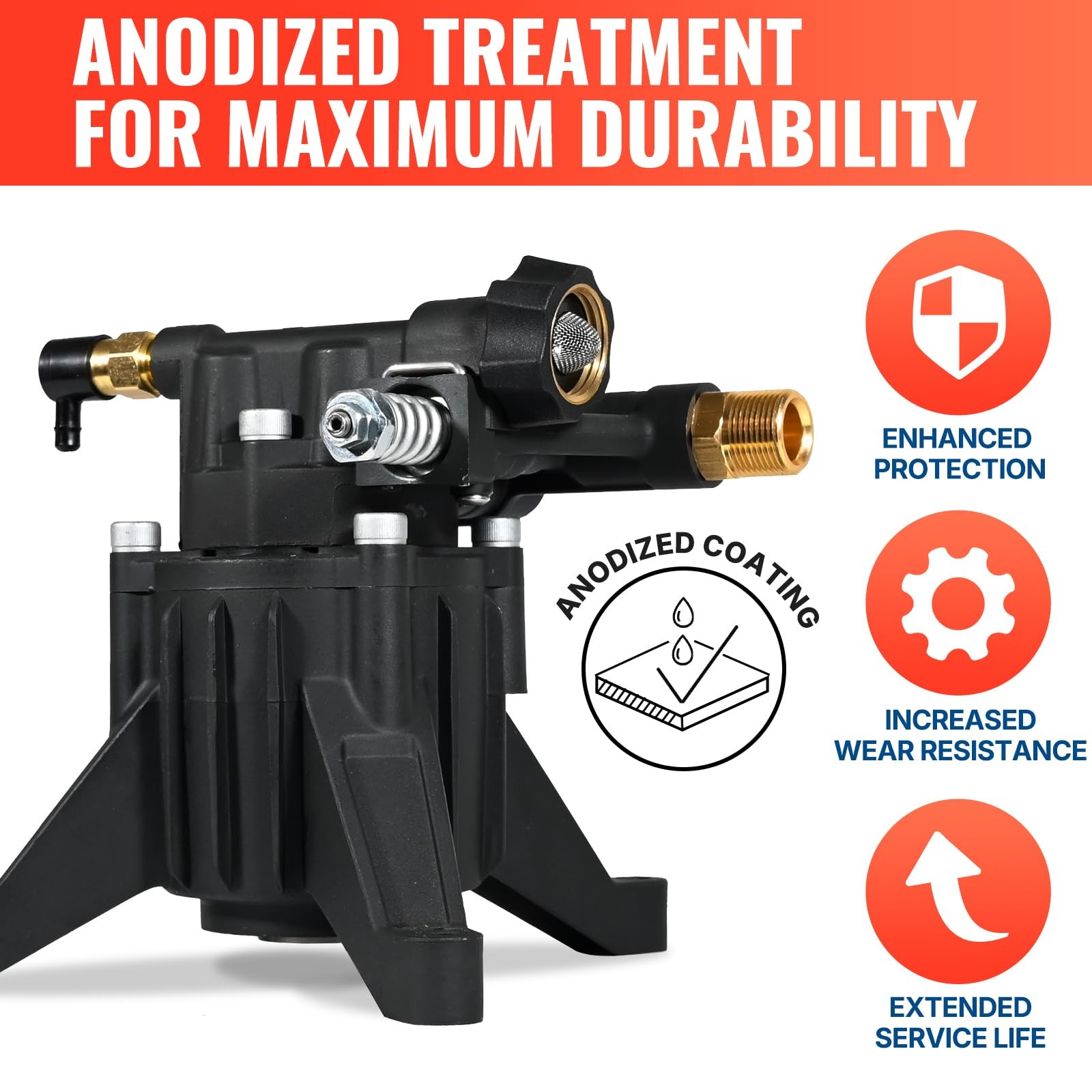 Pressure Washer Pump 3400 PSI 2.5 GPM 7/8 Inch Shaft Replacement for Engines