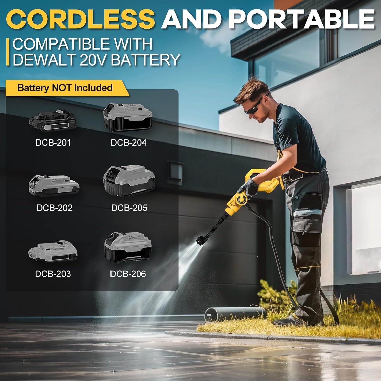 Cordless Pressure Washer for Dewalt 20V Battery 700 PSI Portable Handheld Power