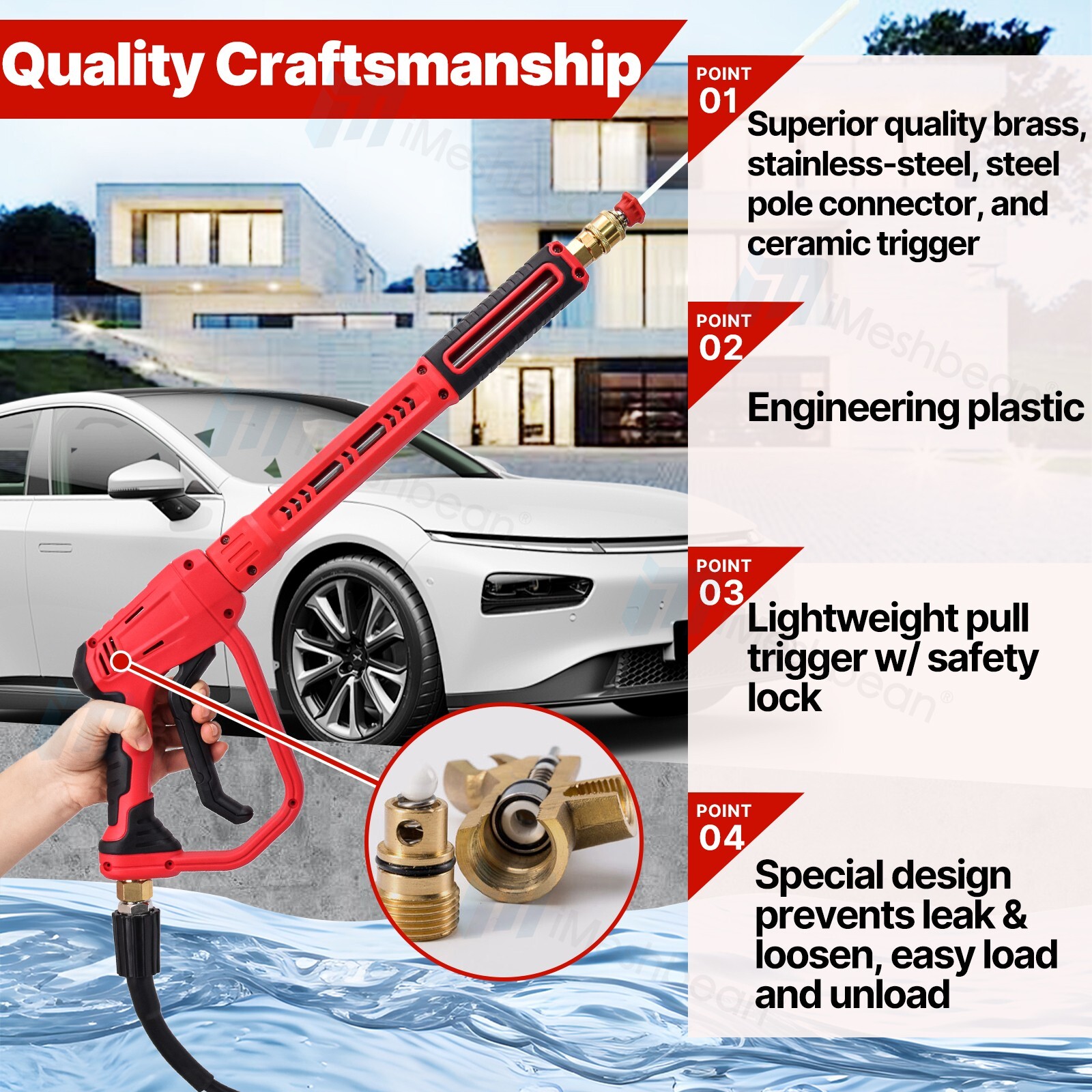 High Pressure 4350PSI Car Power Washer Gun Spray Wand Lance Nozzle and Hose Kit