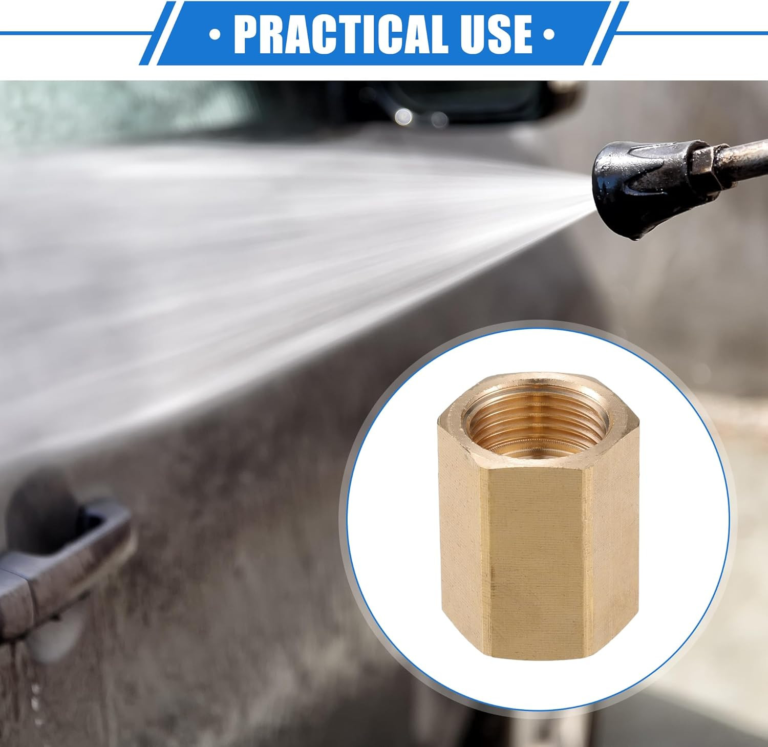 Pressure Washer Connector, M18X1.5 to M18X1.5 Female Adapter Brass Screw Hose Co