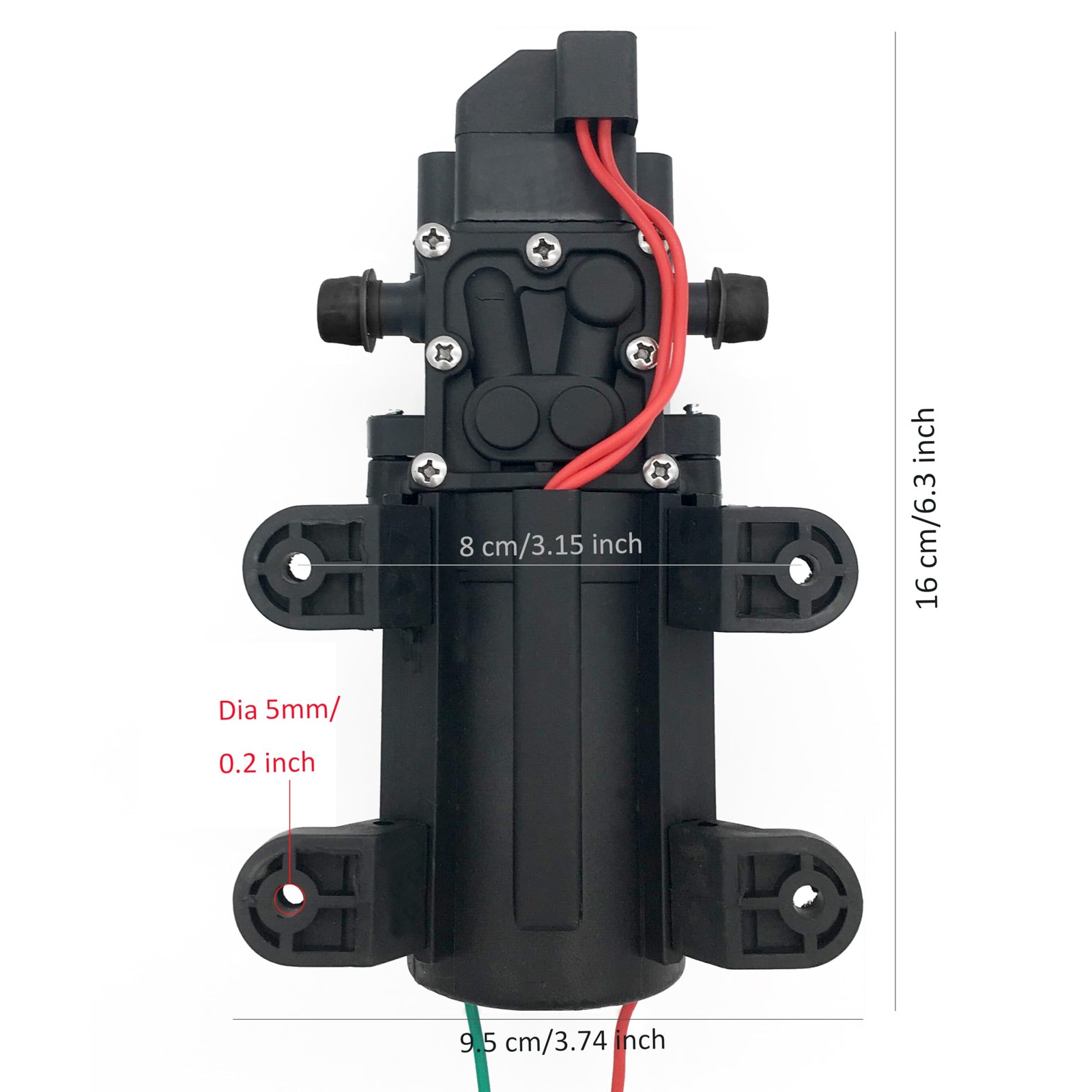 2 PCS 12V Diaphragm Water Pump 1.2 GPM 80 PSI Self Priming Sprayer Hose Clamp