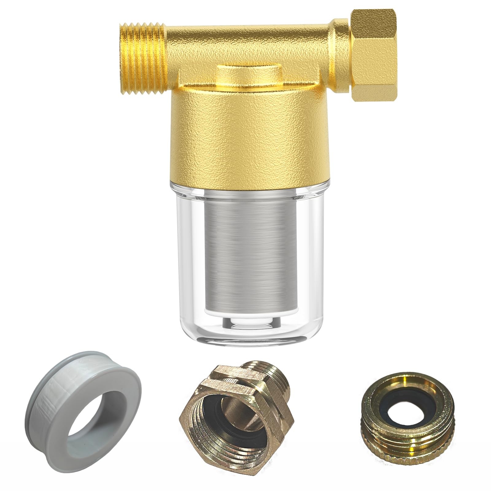 40 Micron Brass Spin Down Sediment Water Filter for Washer, Hose, Well Water