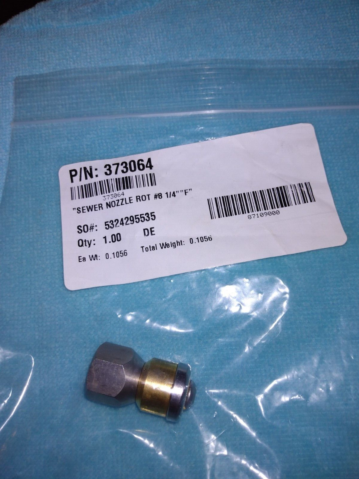 Rotating Sewer Jetting Nozzle #8.0, 3 Back, 1/4″ FPT, Suttner