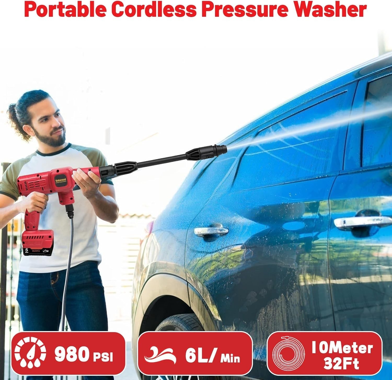 Cordless Pressure Washer for Milwaukee M18 Battery, Portable Cordless Power Wash