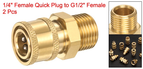 2Pcs, Pressure Washer Adapter 1/4″ Female Quick Plug to G1/2″ Female Brass