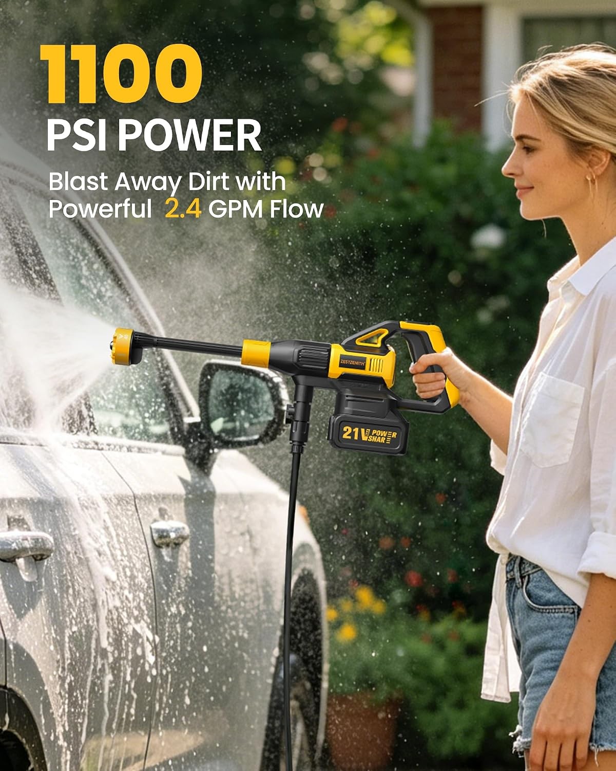 Cordless Portable Washer, Battery Operated Car Washer with 21V Battery & Charger
