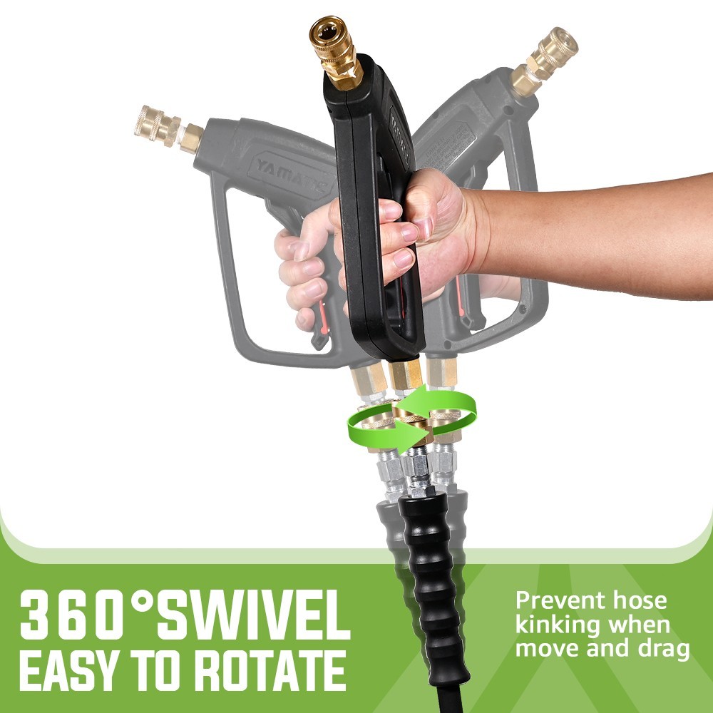 YAMATIC 4000 PSI Pressure Washer Gun and Rubber Power Washer Hose Kit, 50/100 FT