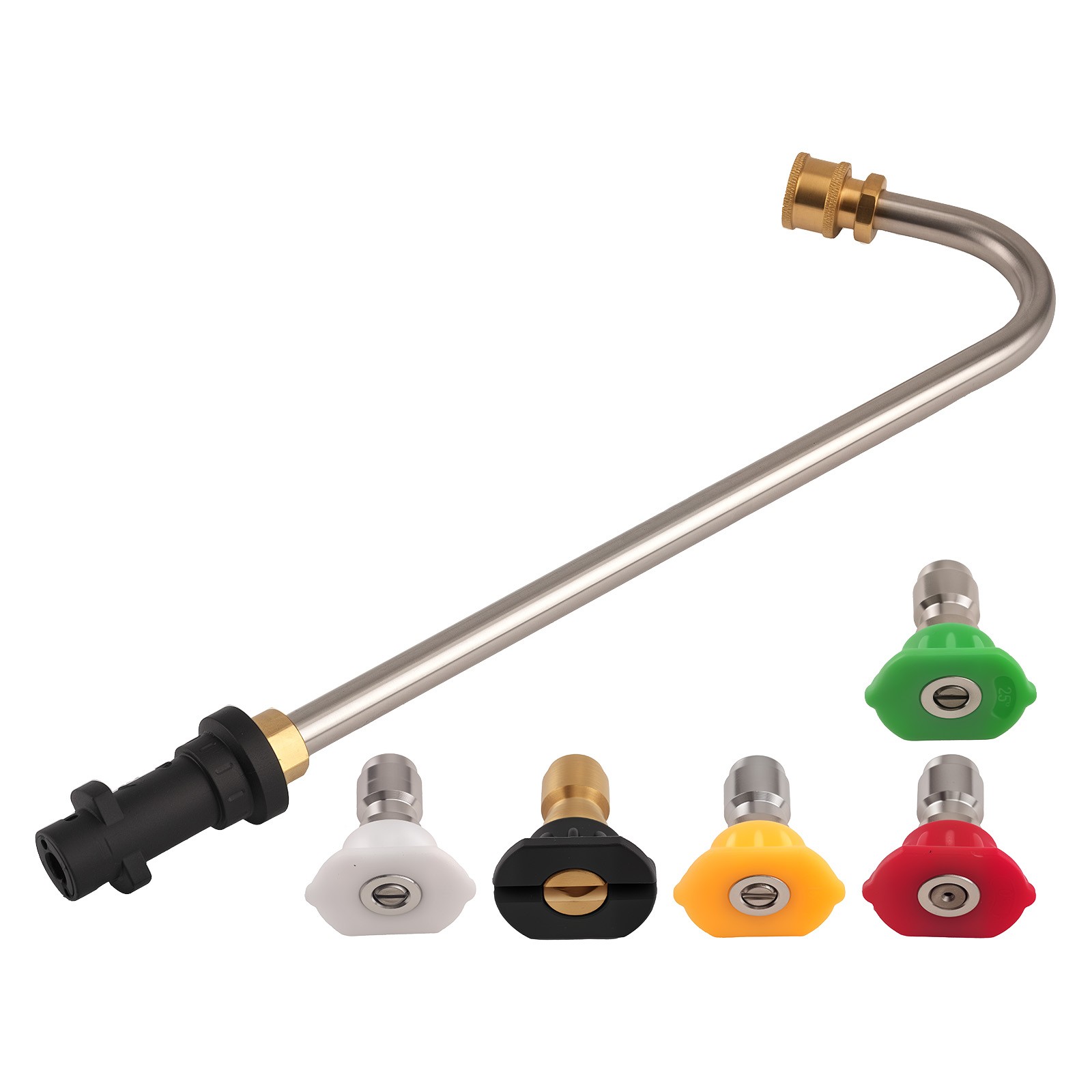 Pressure Washer Gutter Cleaning Extension Kit 5 Nozzle Tips for K2-K7 Heavy Duty